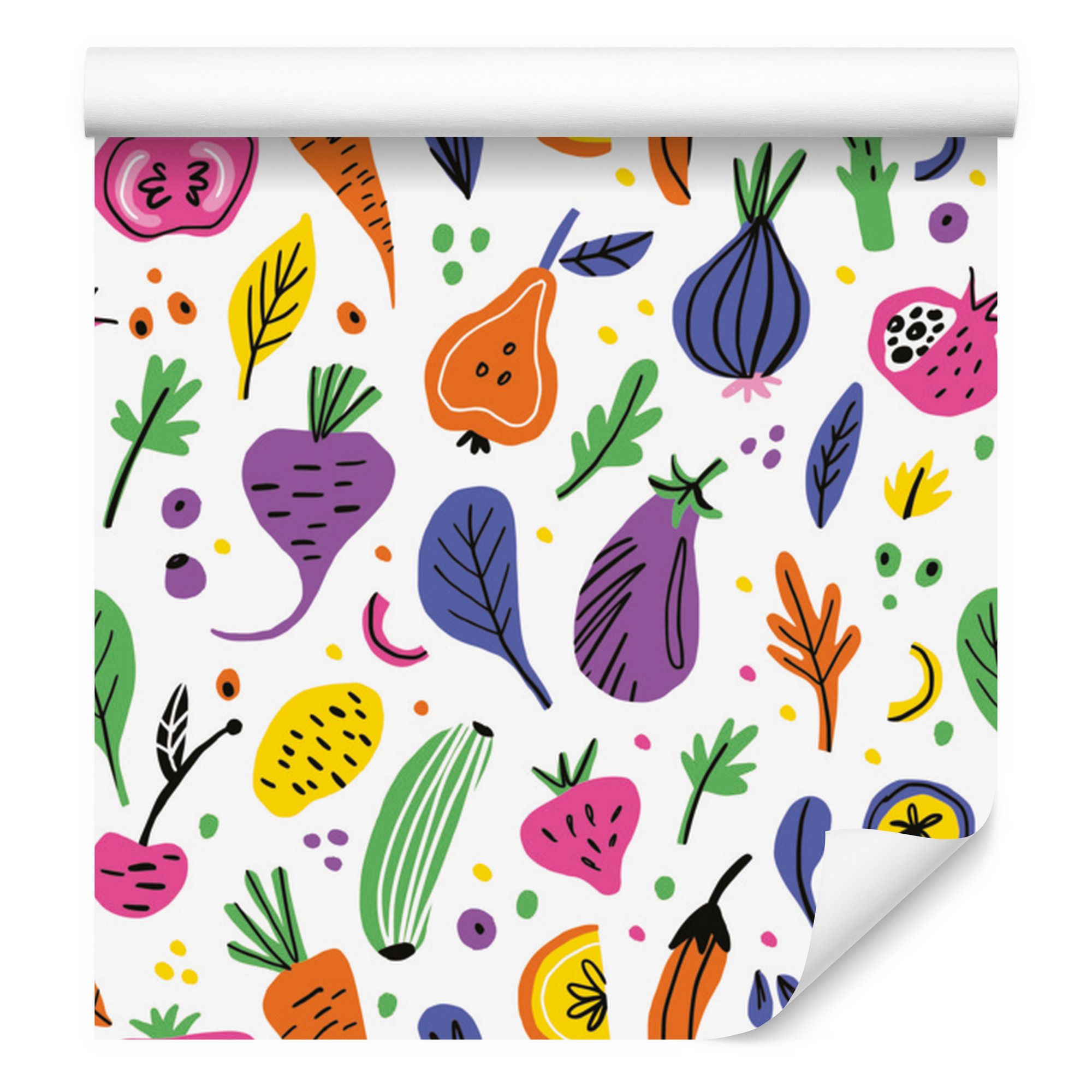 Bunte Gemüse- Und Obsttapete Für Wohn- Und Schlafzimmer, 50 X 1000 Cm