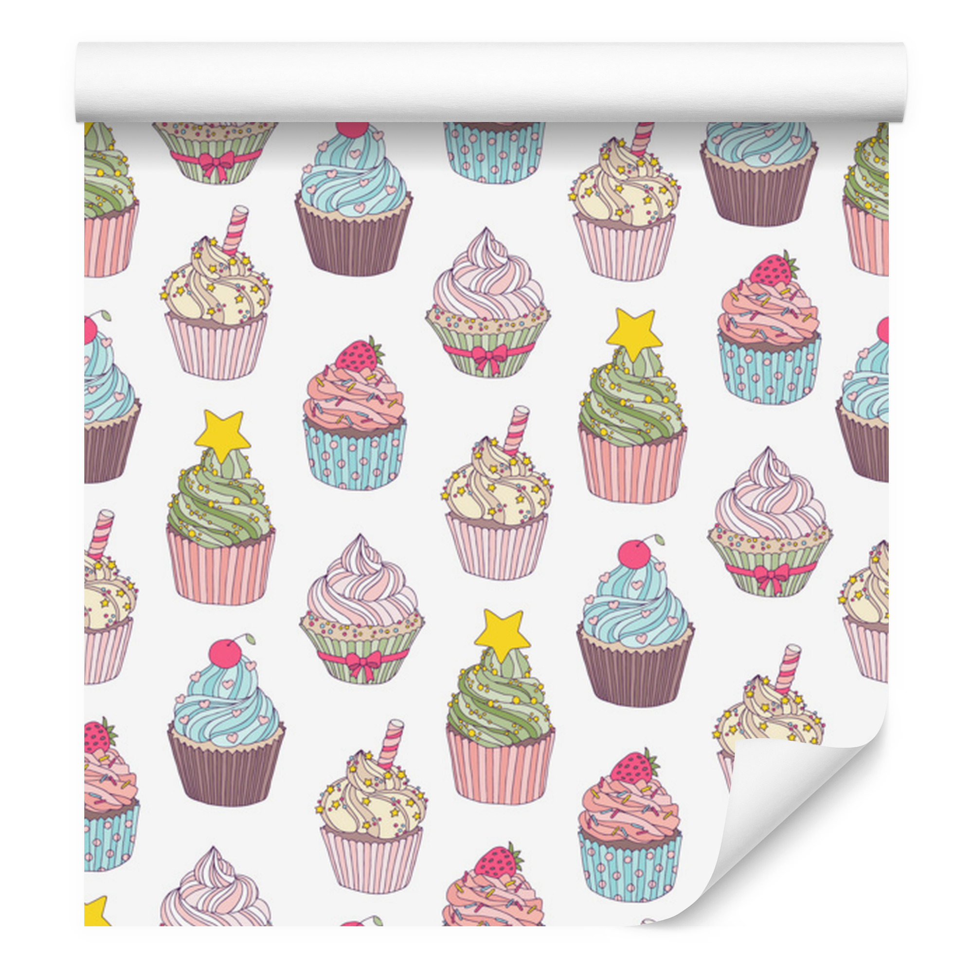 Bunte Muffins-tapete Für Wohn- Und Schlafzimmer, 50 X 1000 Cm