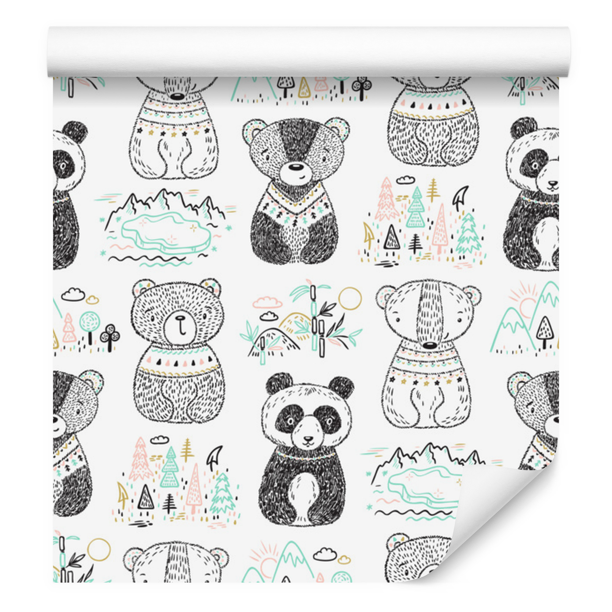 Panda-bären-bäume-tapete Für Wohn- Und Schlafzimmer, 50 X 1000 Cm