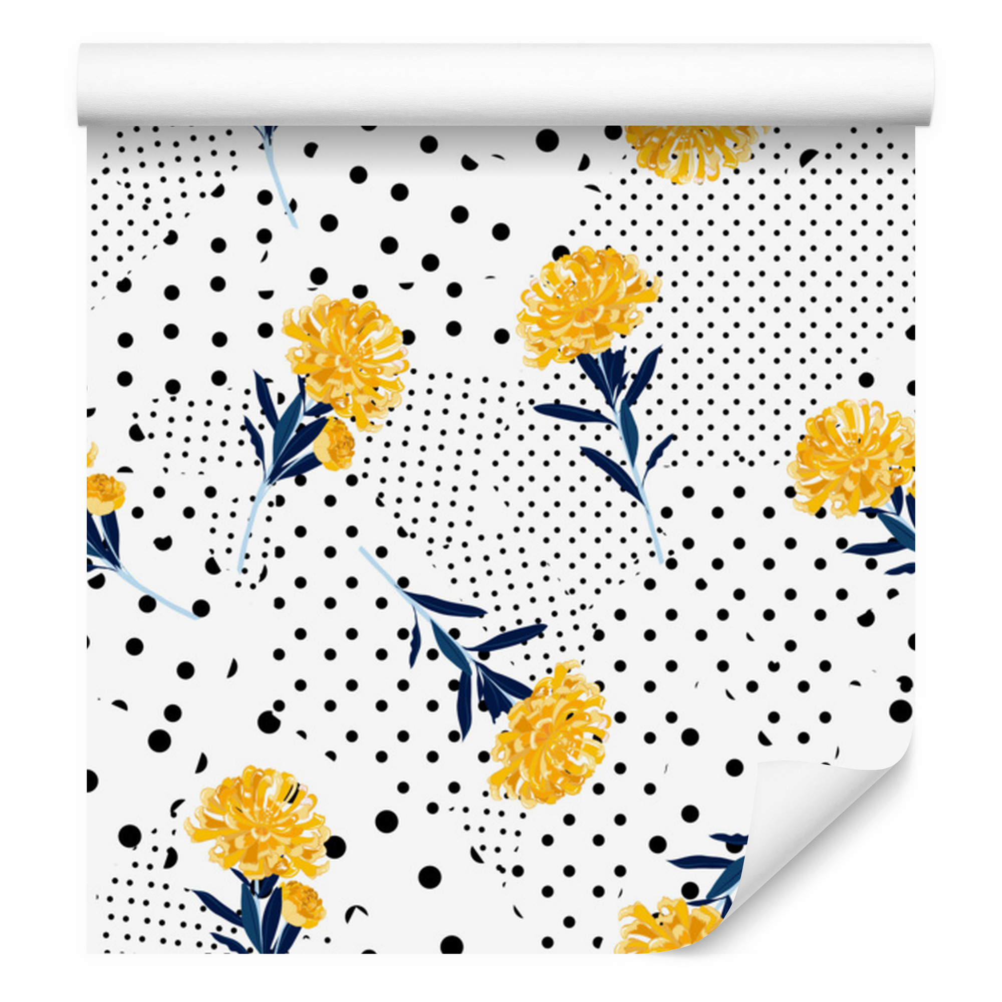 Tapete Mit Blumen- Und Punktmuster Für Wohn- Und Schlafzimmer, 50 X 1000 Cm