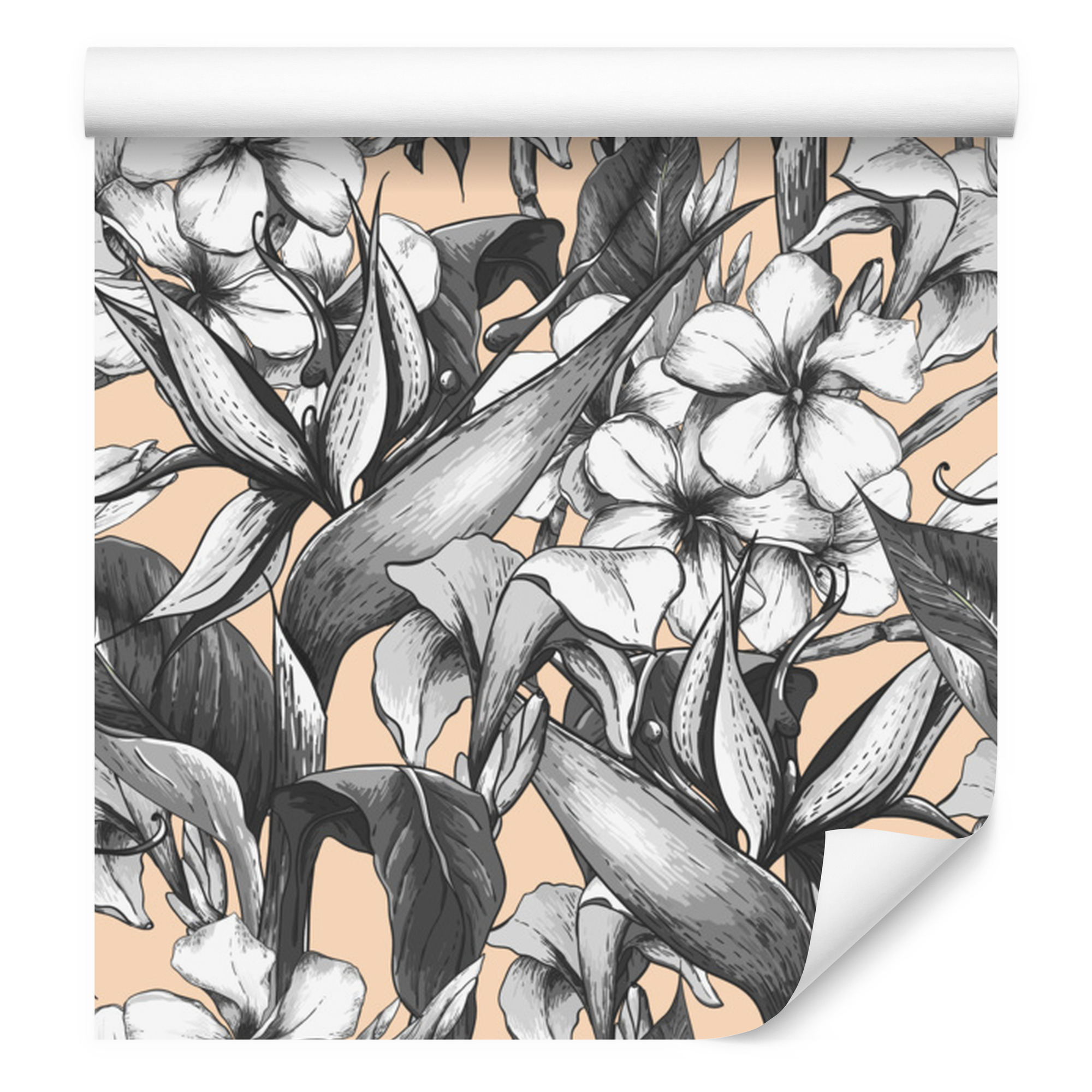 Tapete Mit Wunderschönen Exotischen Blumen Für Wohn- Und Schlafzimmer, 50 X 1000 Cm