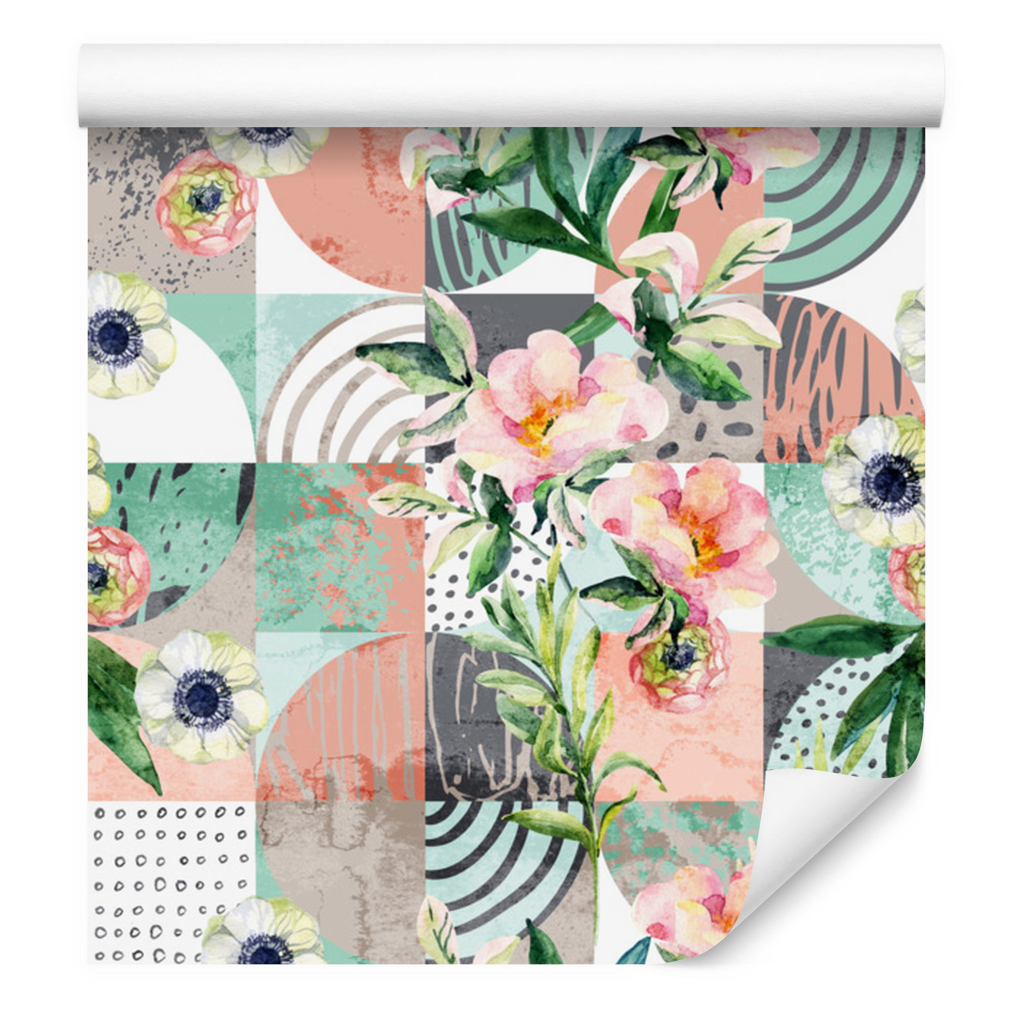 Moderne Patchwork-tapete Mit Blumenmuster Für Wohn- Und Schlafzimmer, 50 X 1000 Cm