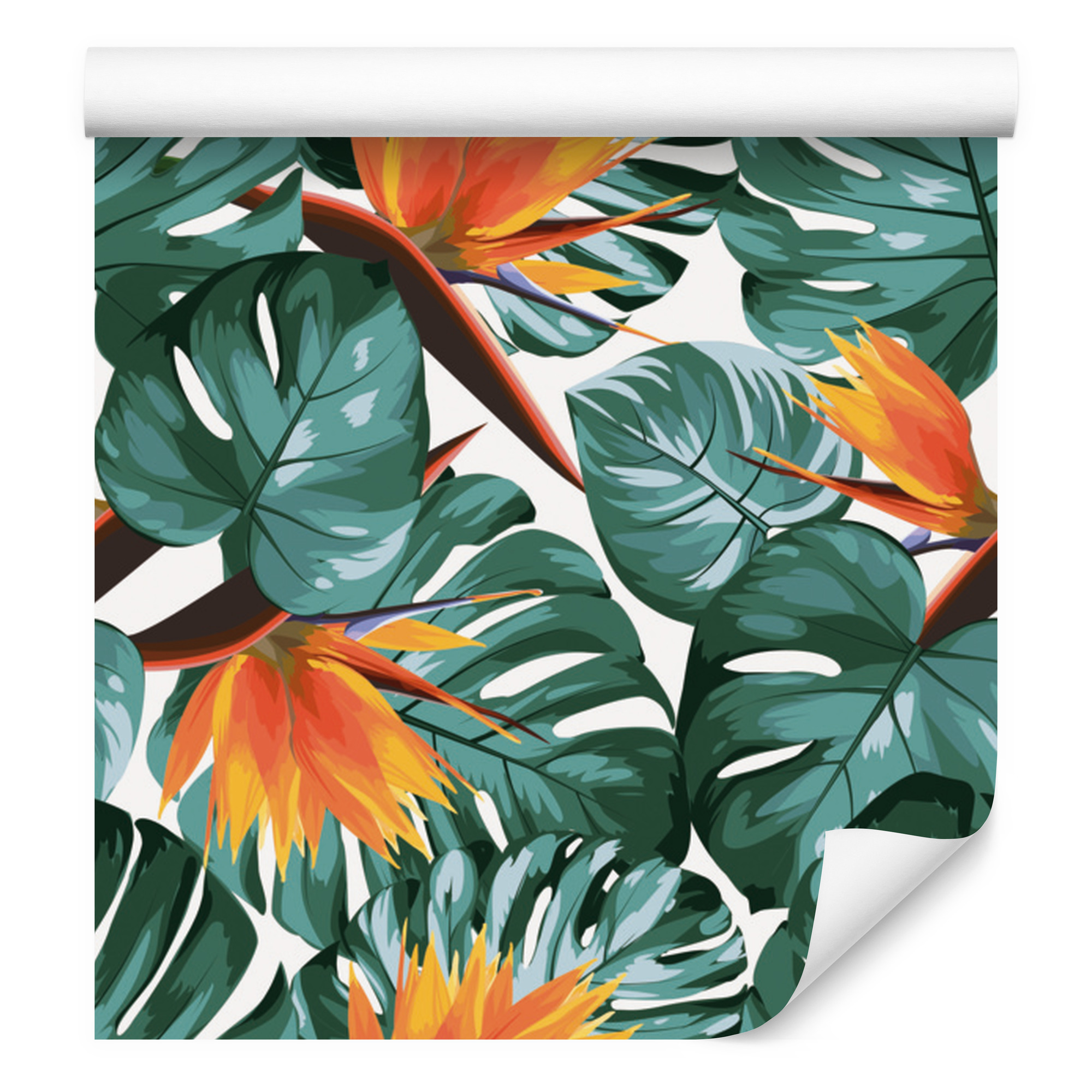 Tapete Mit Tropischen Blättern Und Blumen Für Wohn- Und Schlafzimmer, 50 X 1000 Cm