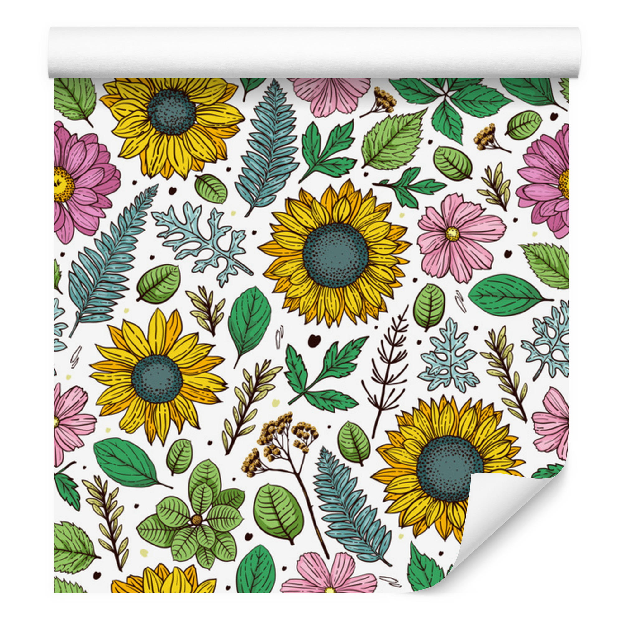 Bunte Sonnenblumen-tapete Aus Pflanzen Für Wohn- Und Schlafzimmer, 50 X 1000 Cm