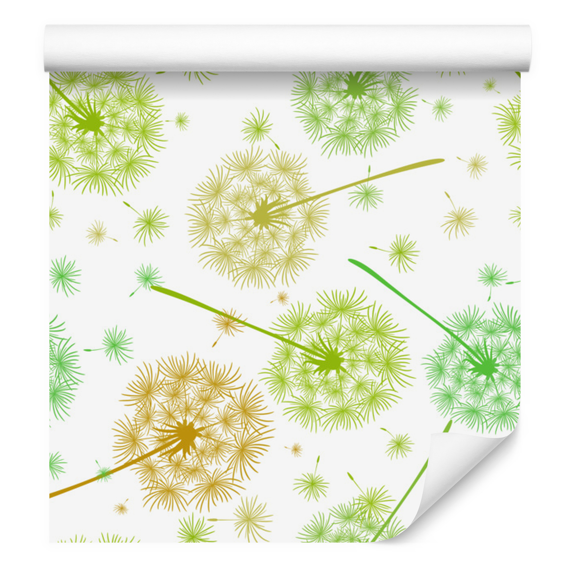 Grüne Und Gelbe Löwenzahntapete Für Wohn- Und Schlafzimmer, 50 X 1000 Cm