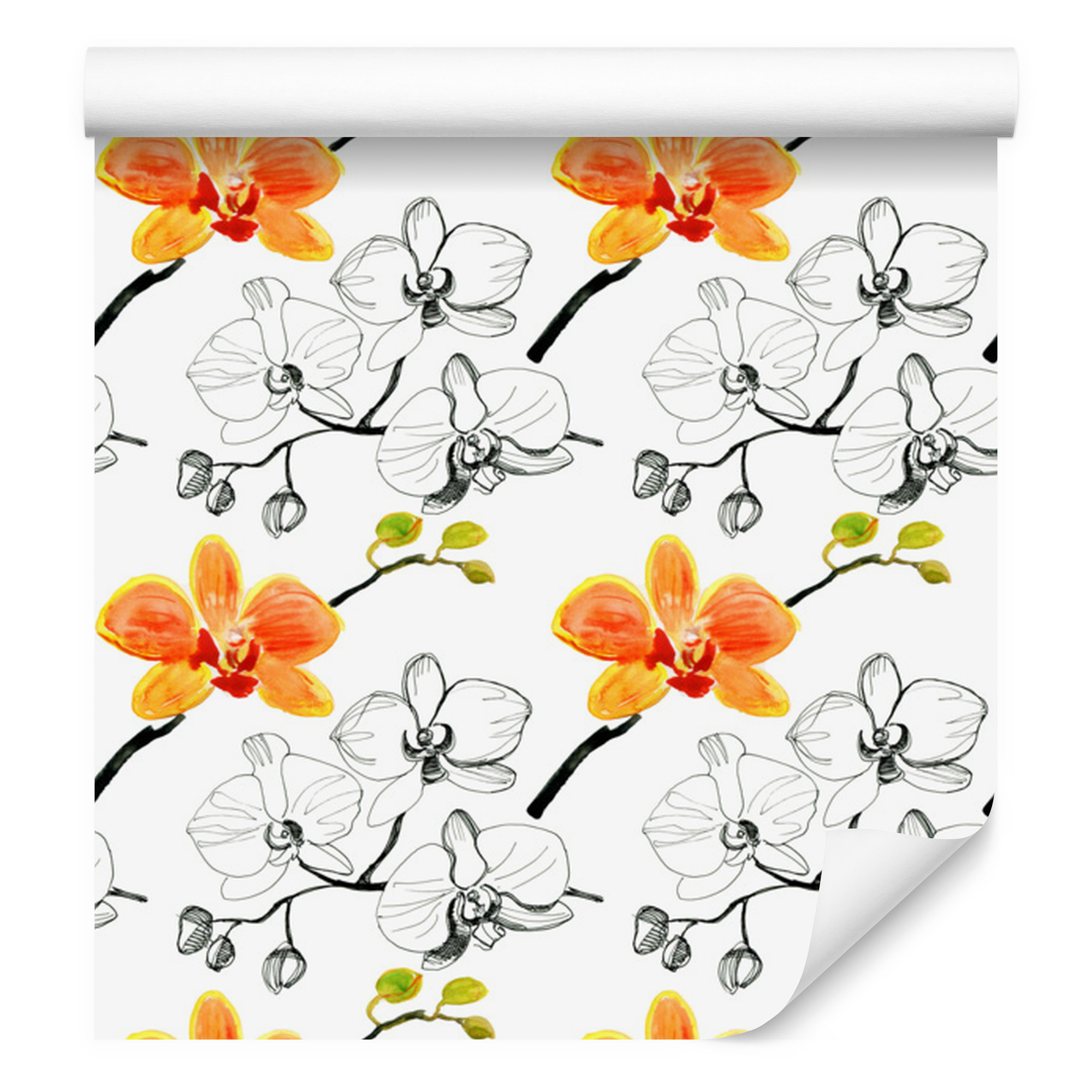 Tapete Mit Orchideenmotiv, Naturmotiv, Für Wohn- Und Schlafzimmer, 50 X 1000 Cm