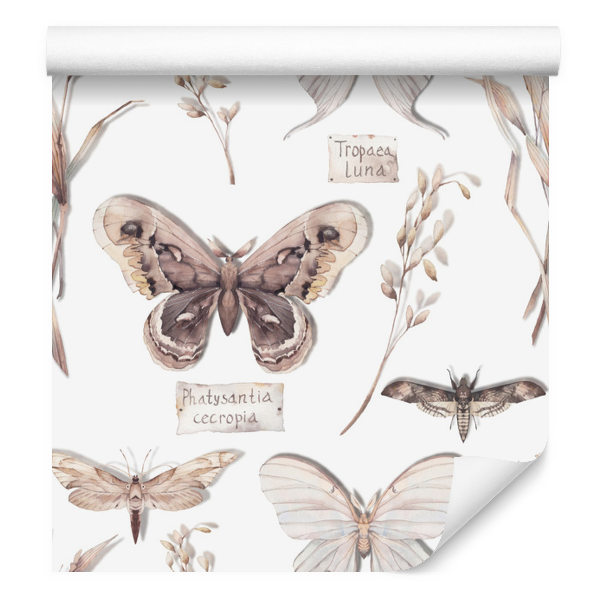 Tapete Mit Schmetterlingen, Blumen, Pflanzen Und Naturmotiven Für Wohn- Und Schlafzimmer, 50 X 1000 Cm