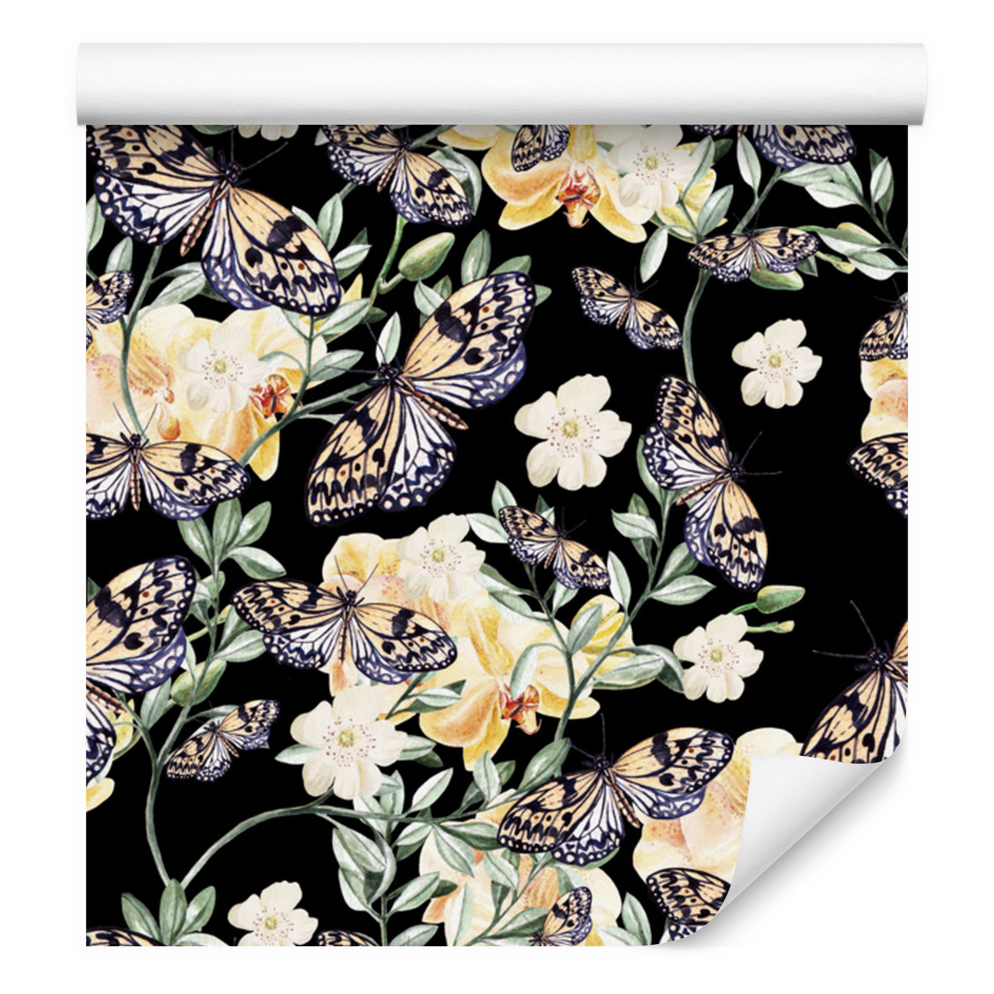 Tapete Mit Schmetterlingen, Blumen Und Naturmotiven Für Wohn- Und Schlafzimmer, 50 X 1000 Cm