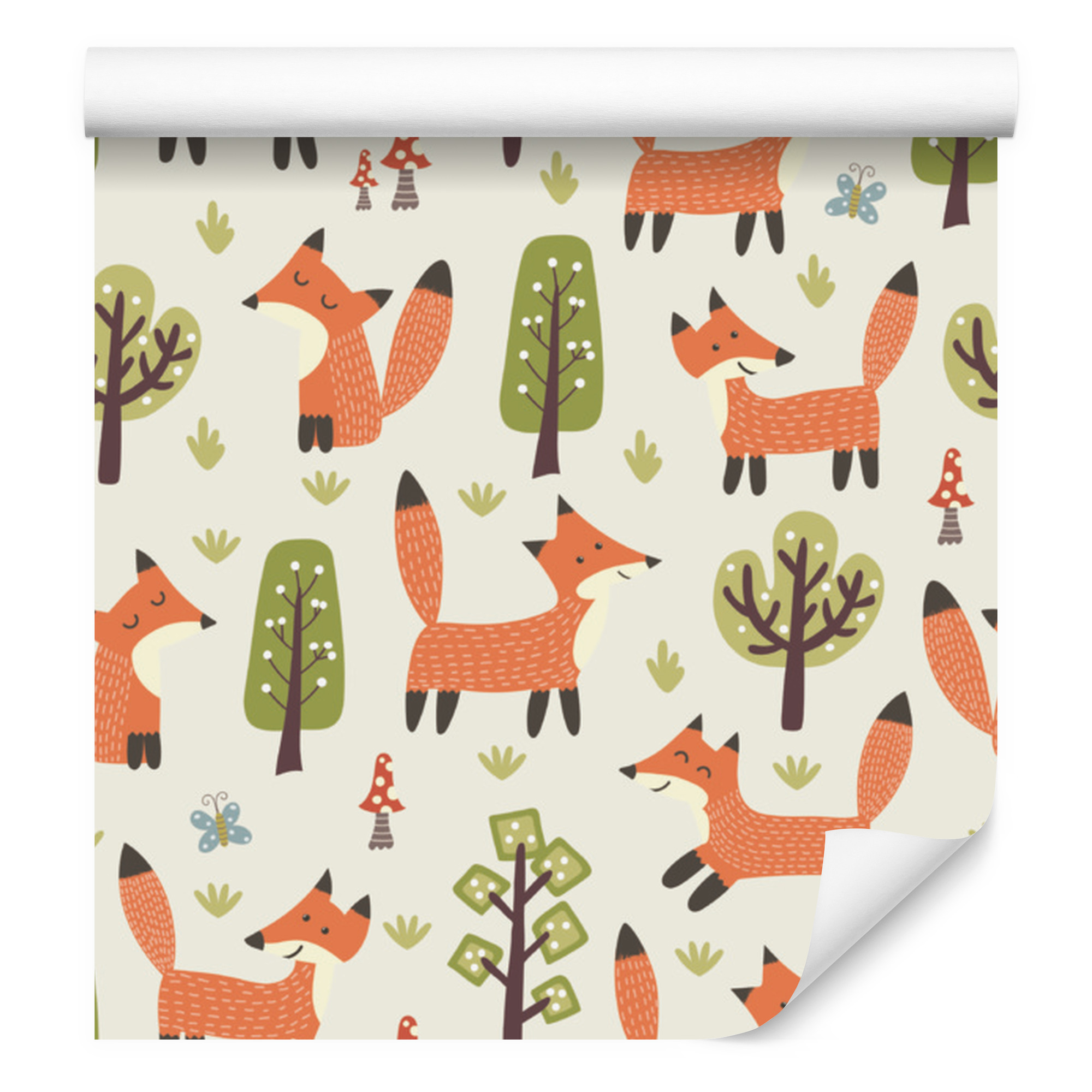 Fröhliche Füchse Im Wald – Tapete Für Wohn- Und Schlafzimmer, 50 X 1000 Cm