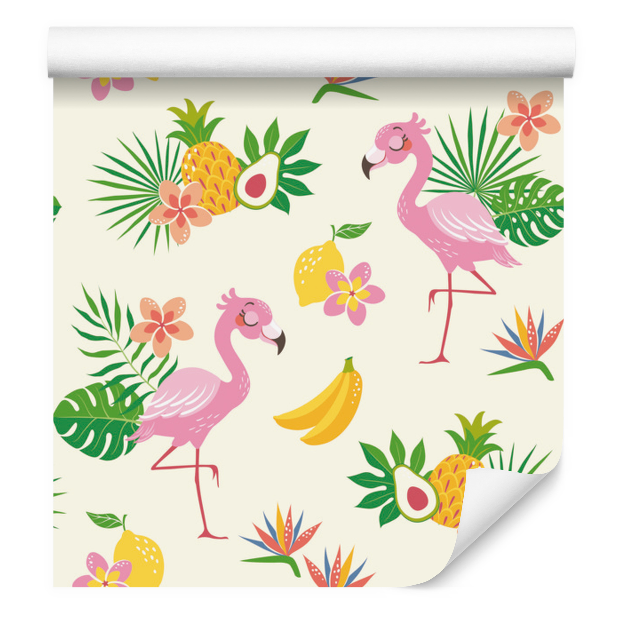 Tapete Mit Flamingos Und Exotischen Pflanzen Für Wohn- Und Schlafzimmer, 50 X 1000 Cm