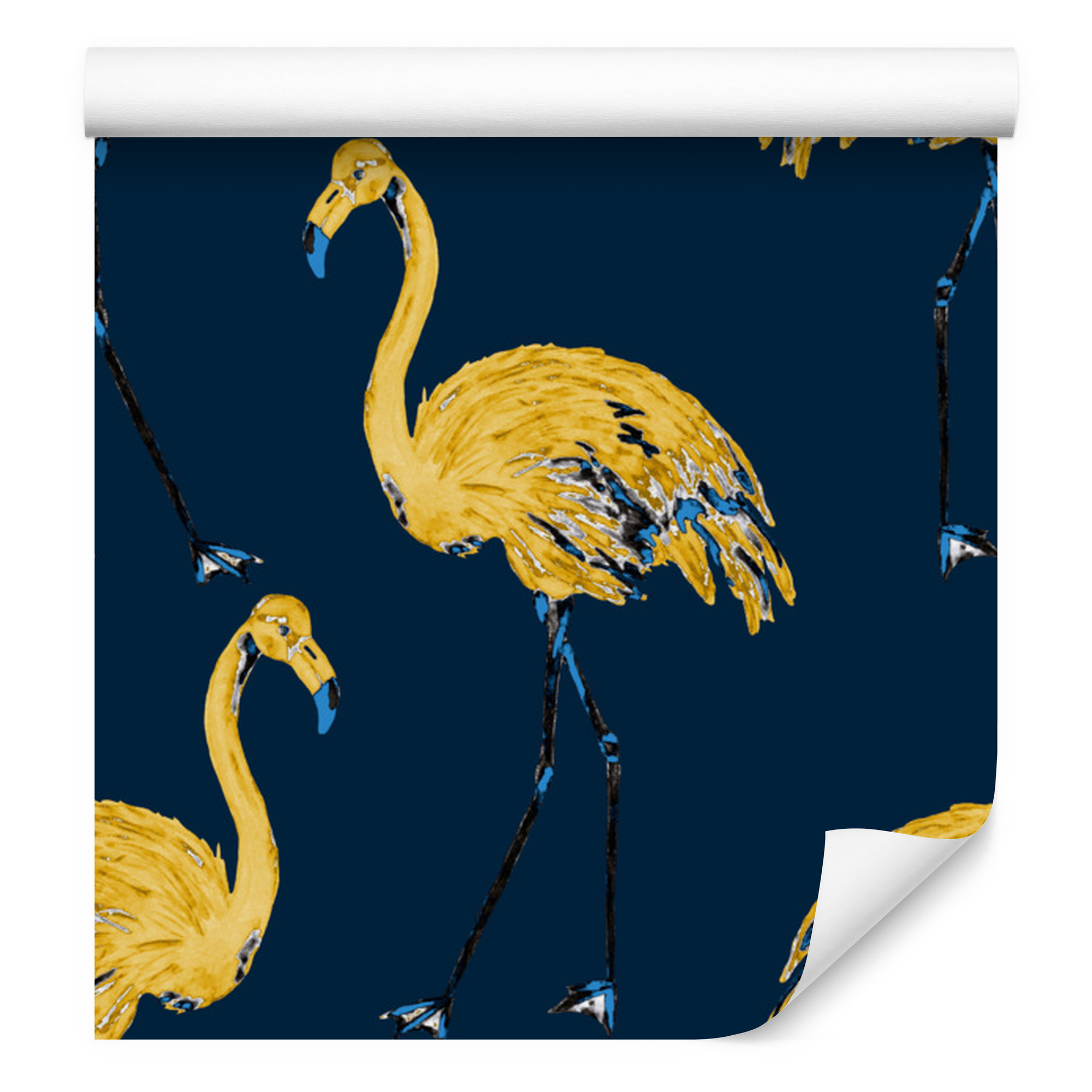 Tapete Mit Gemalten Flamingos Für Wohn- Und Schlafzimmer, 50 X 1000 Cm