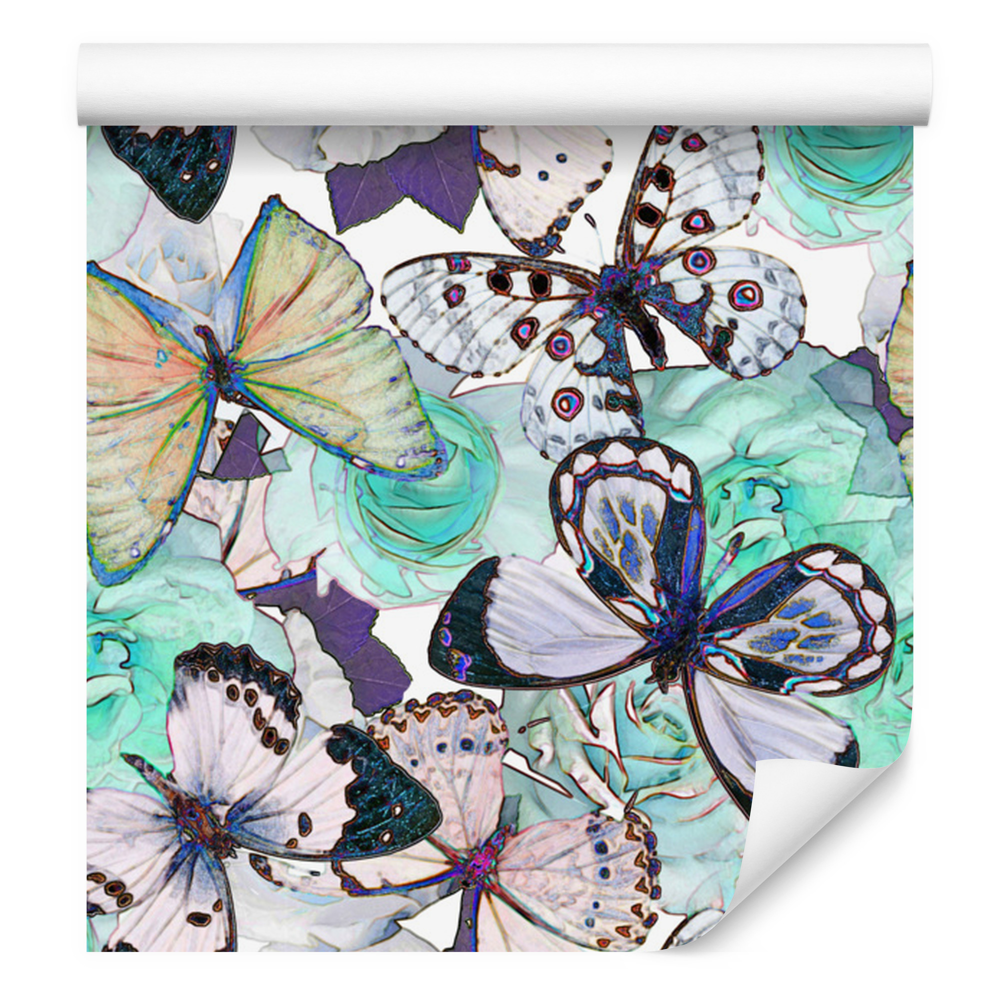 Tapete Mit Blumen, Schmetterlingen Und Naturmotiven Für Wohn- Und Schlafzimmer, 50 X 1000 Cm
