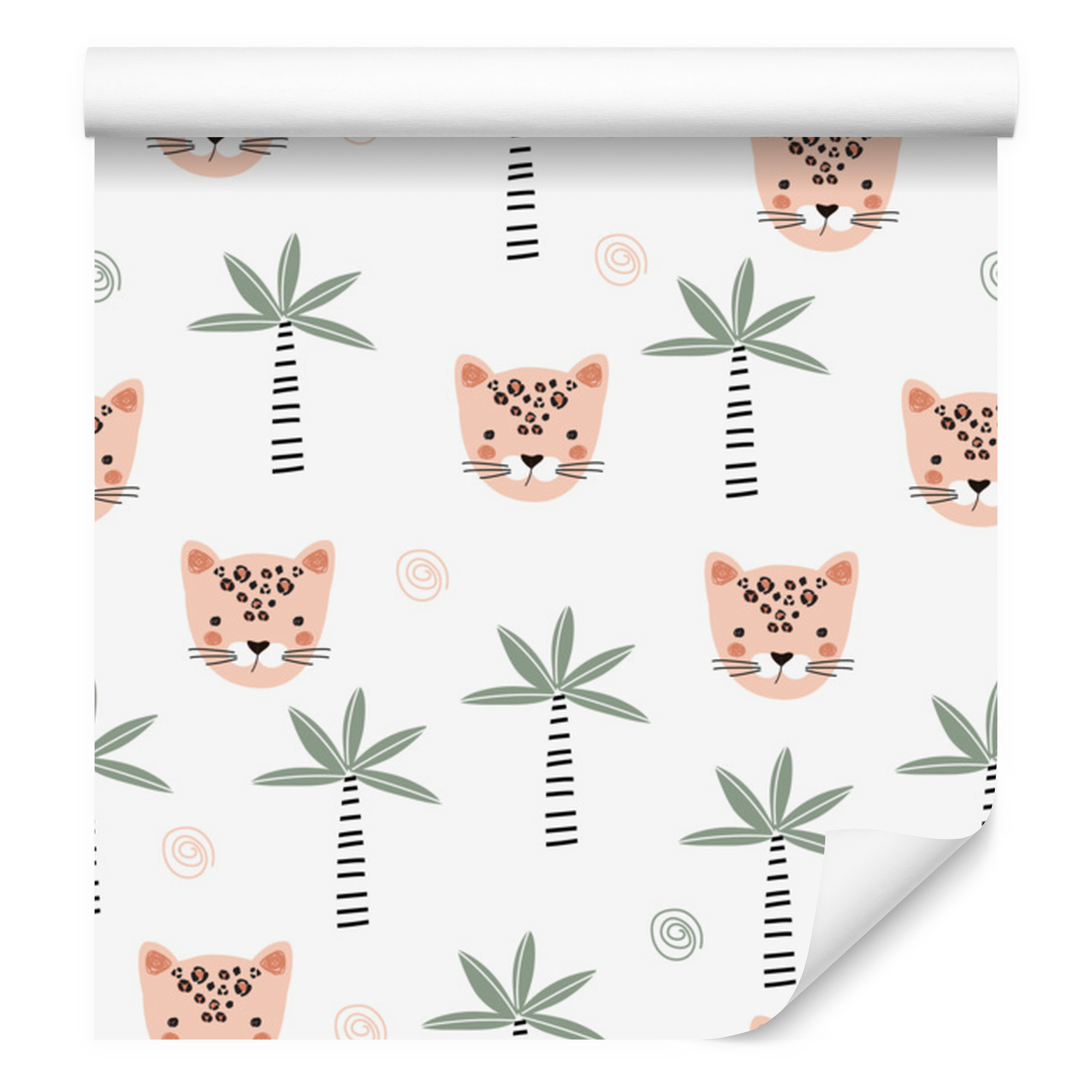 Tapete Mit Wildtieren, Katzen Und Palmen Für Wohn- Und Schlafzimmer, 50 X 1000 Cm