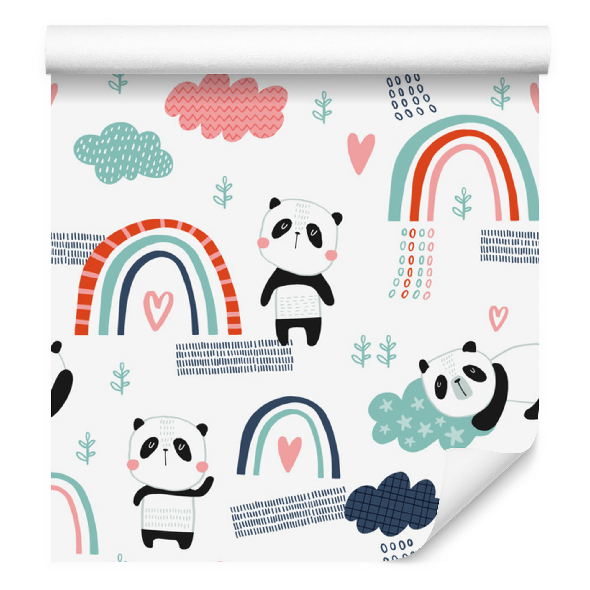 Panda-tapete Mit Regenbogen-hintergrund Für Wohn- Und Schlafzimmer, 50 X 1000 Cm