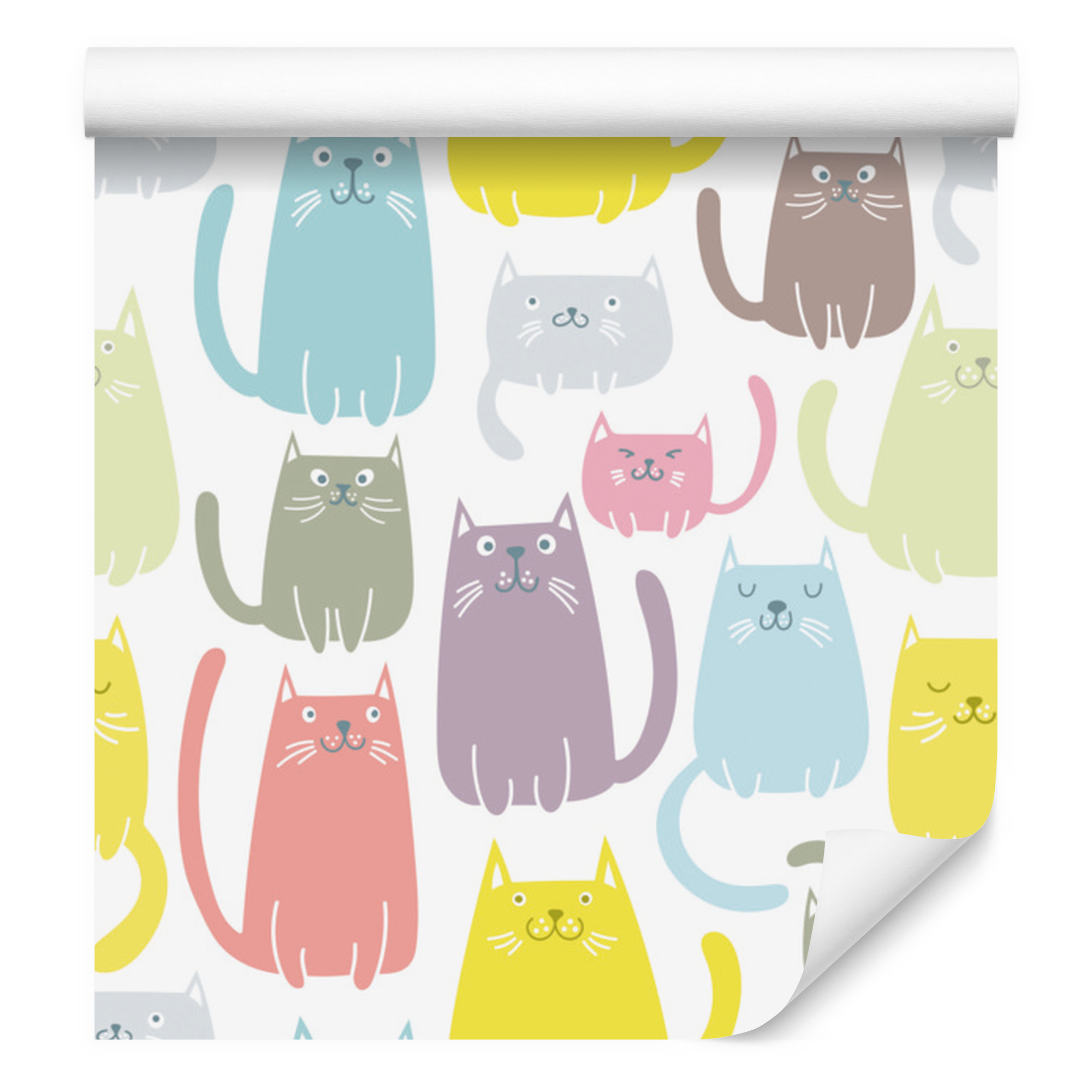 Bunte, Fröhliche Kätzchentapete Für Wohn- Und Schlafzimmer, 50 X 1000 Cm