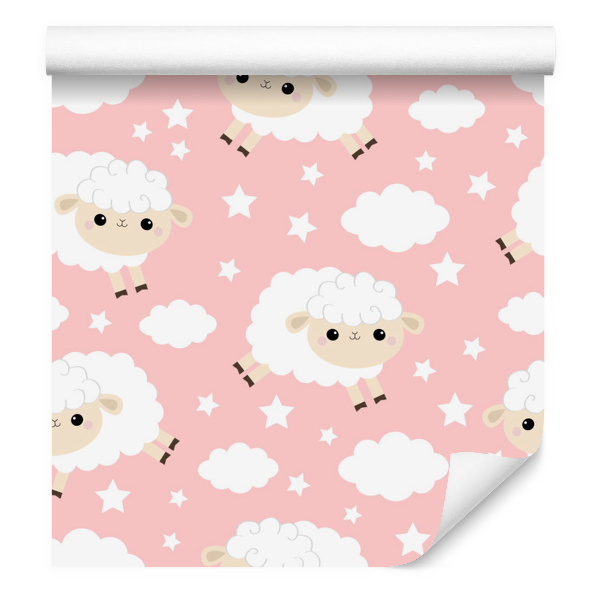Schöne Schaf- Und Wolkentapete Für Wohn- Und Schlafzimmer, 50 X 1000 Cm