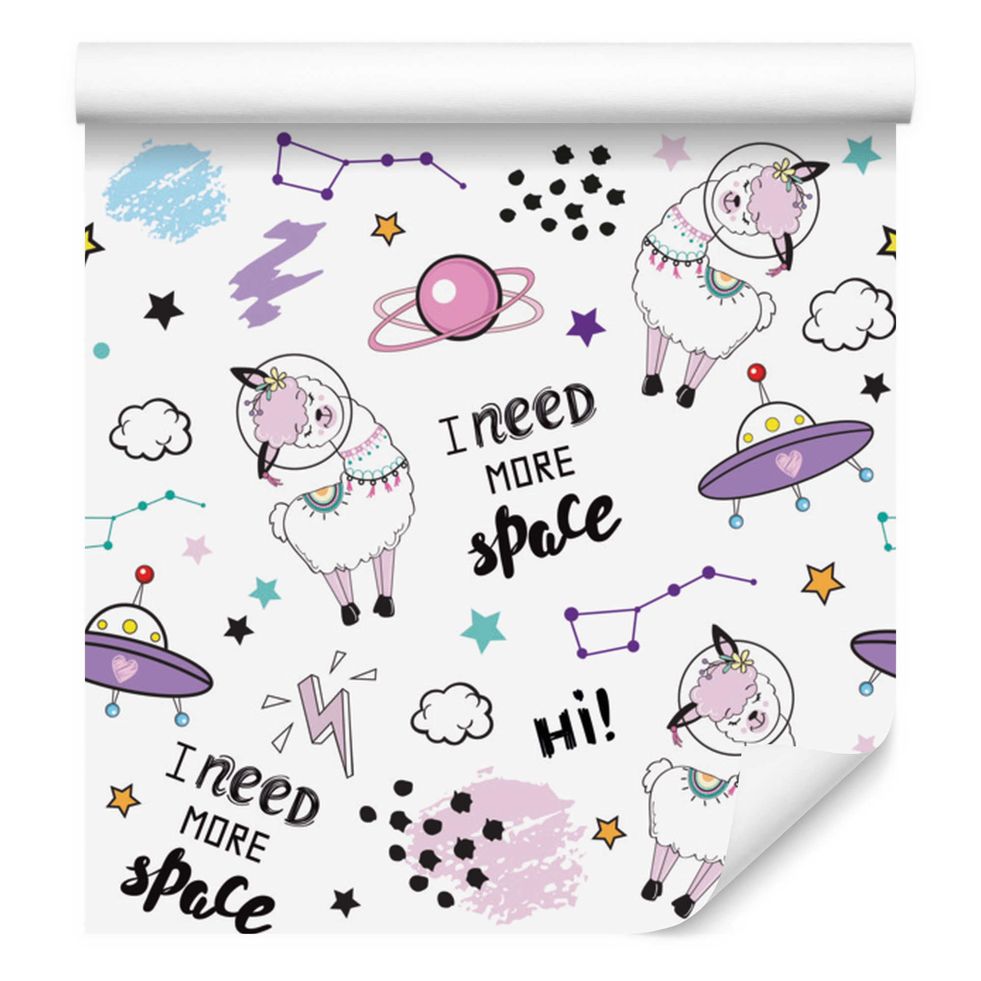 Tapete Mit Lamas Und Sternen Für Wohn- Und Schlafzimmer, 50 X 1000 Cm