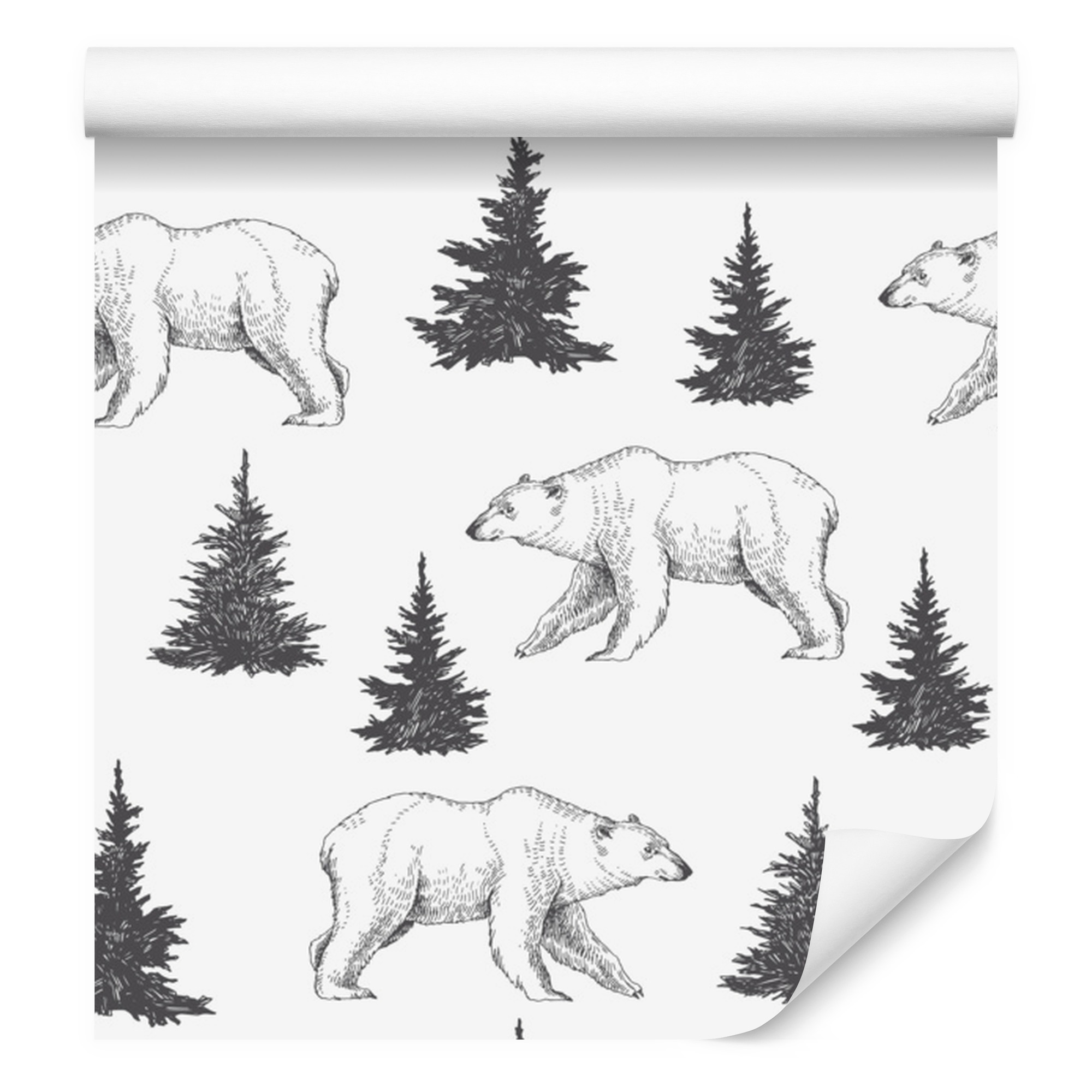 Tapete Mit Eisbären Und Bäumen Für Wohn- Und Schlafzimmer, 50 X 1000 Cm