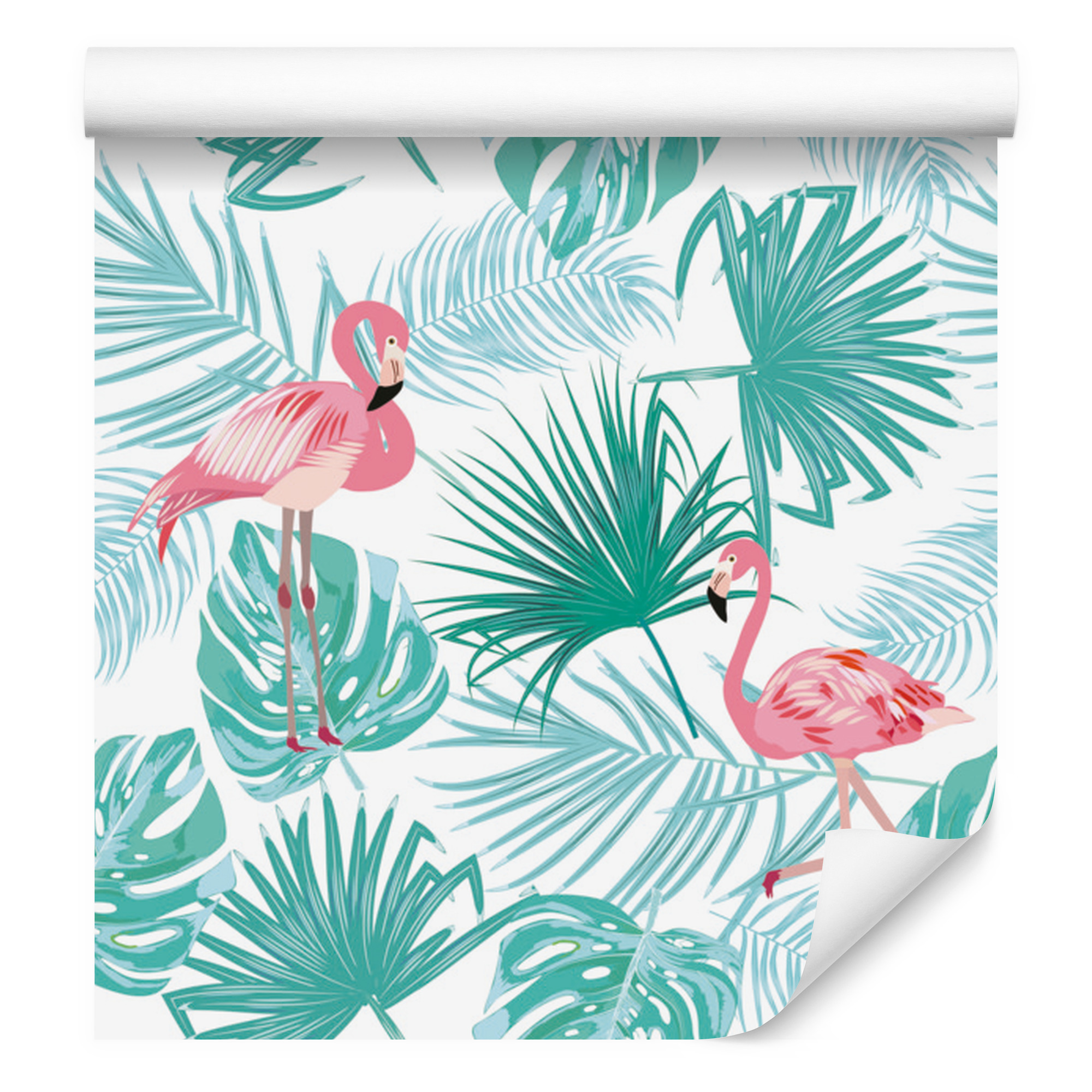 Tapete Mit Tropischen Blättern Und Flamingos Für Wohn- Und Schlafzimmer, 50 X 1000 Cm