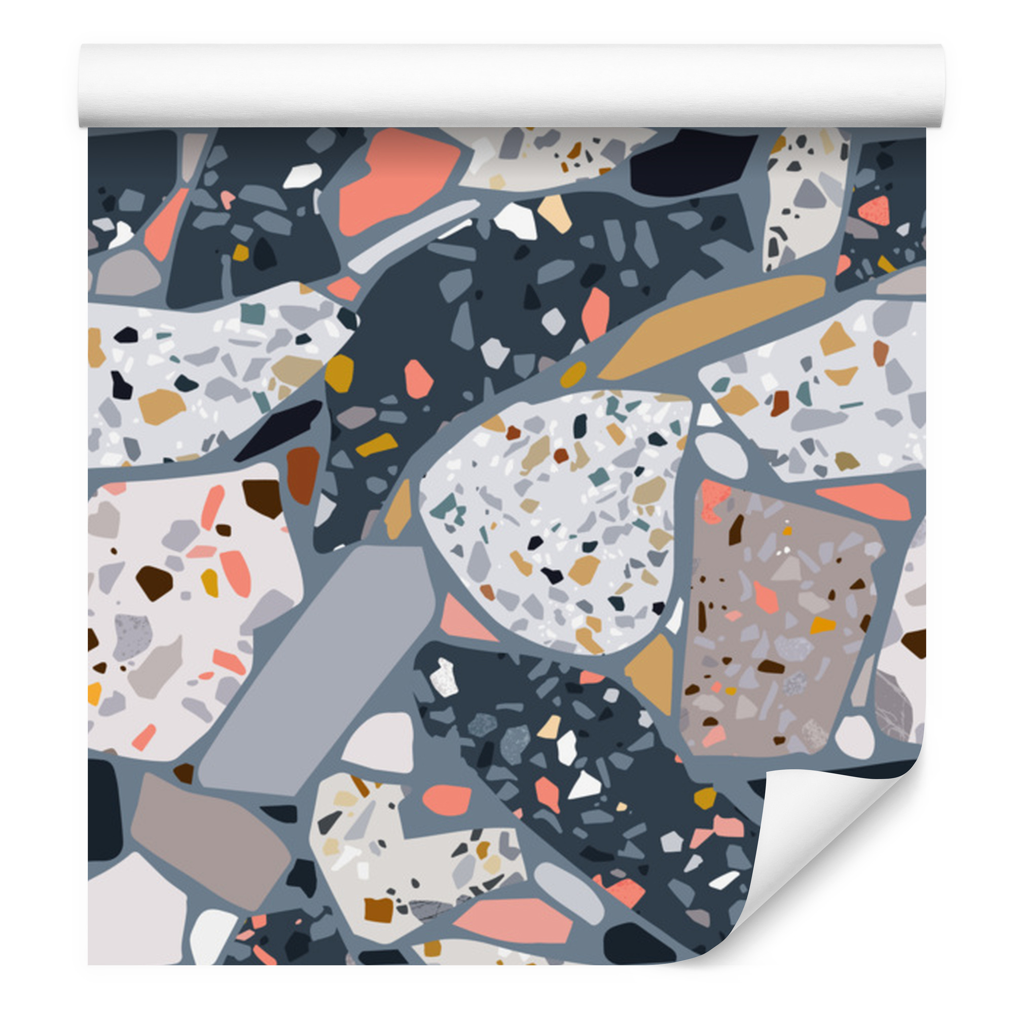 Tapete In Beton-terrazzo-optik, Stilvolles Muster Für Wohn- Und Schlafzimmer, 50 X 1000 Cm
