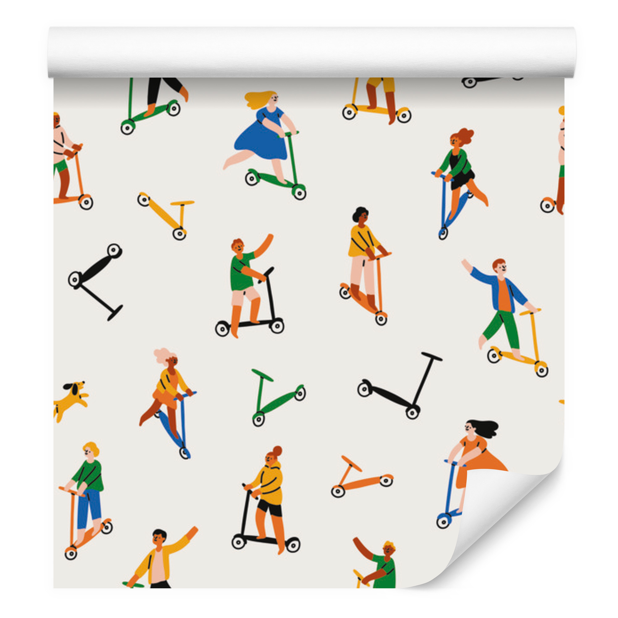 Tapete „menschen Auf Rollern“ Für Wohn- Und Schlafzimmer, 50 X 1000 Cm