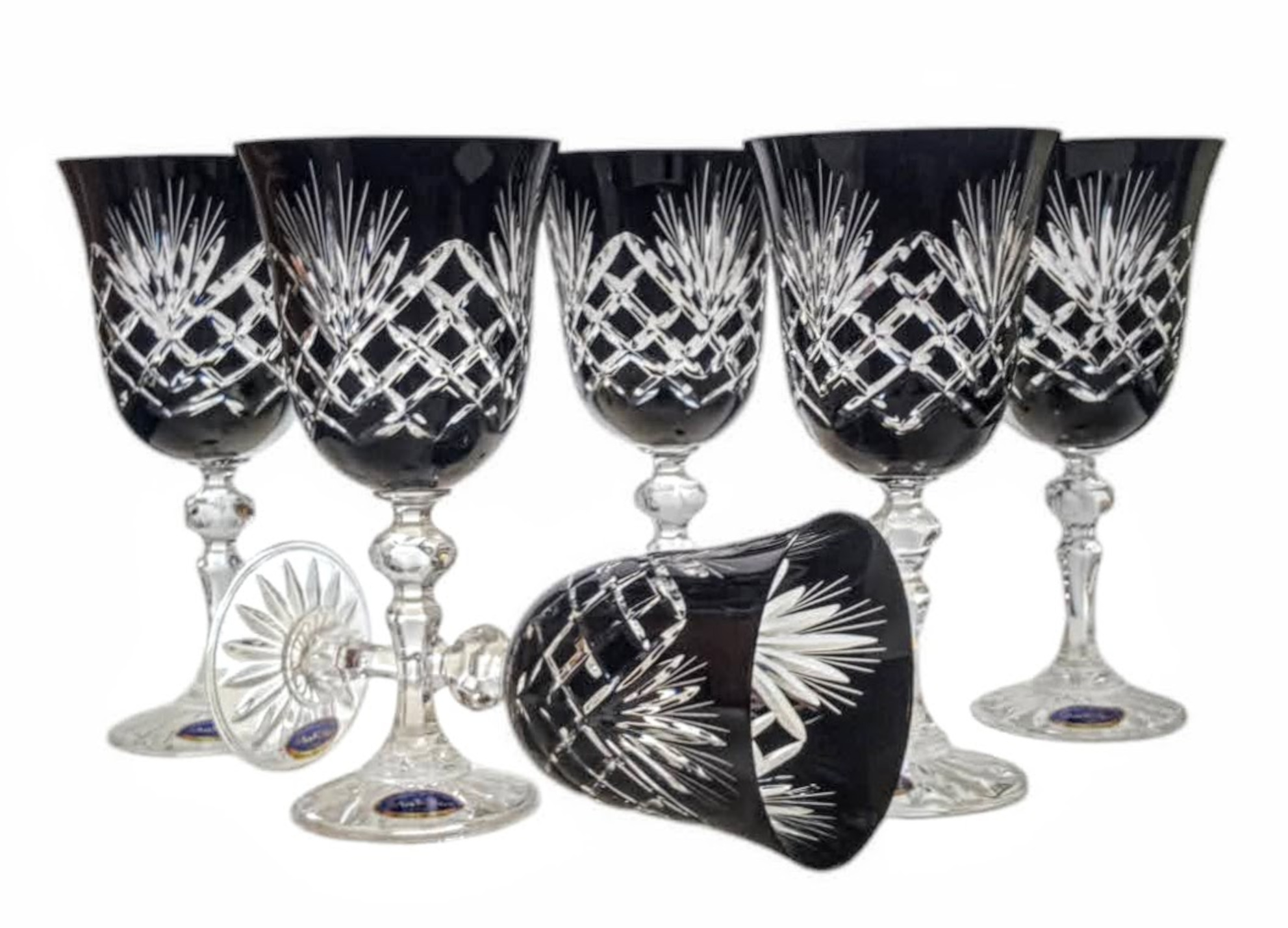 Schwarze Kristallweingläser 220 Ml Ananas
