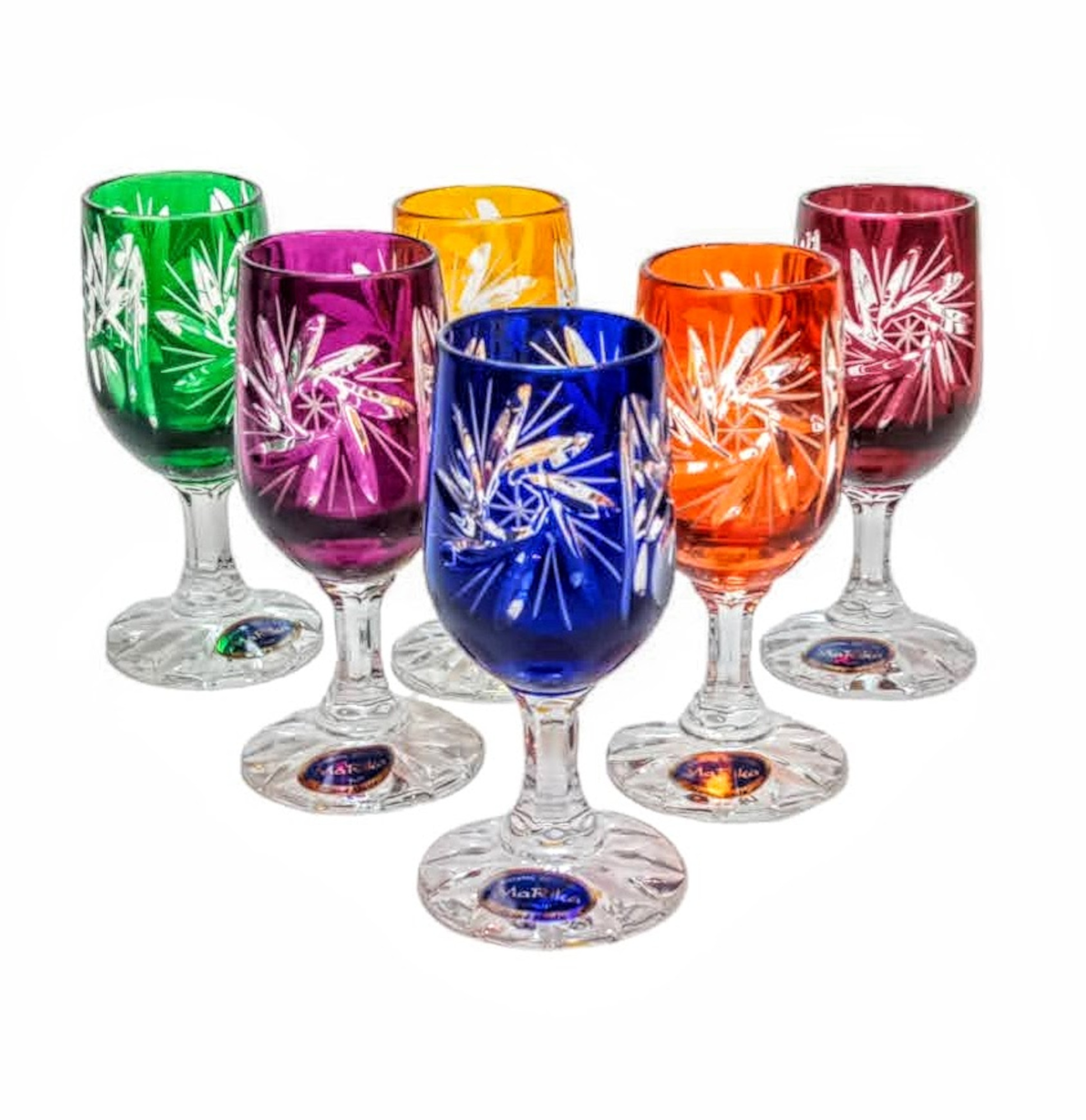 Marika Kristall Bunte Kristall-wodkagläser 25 Ml Olivenmühle