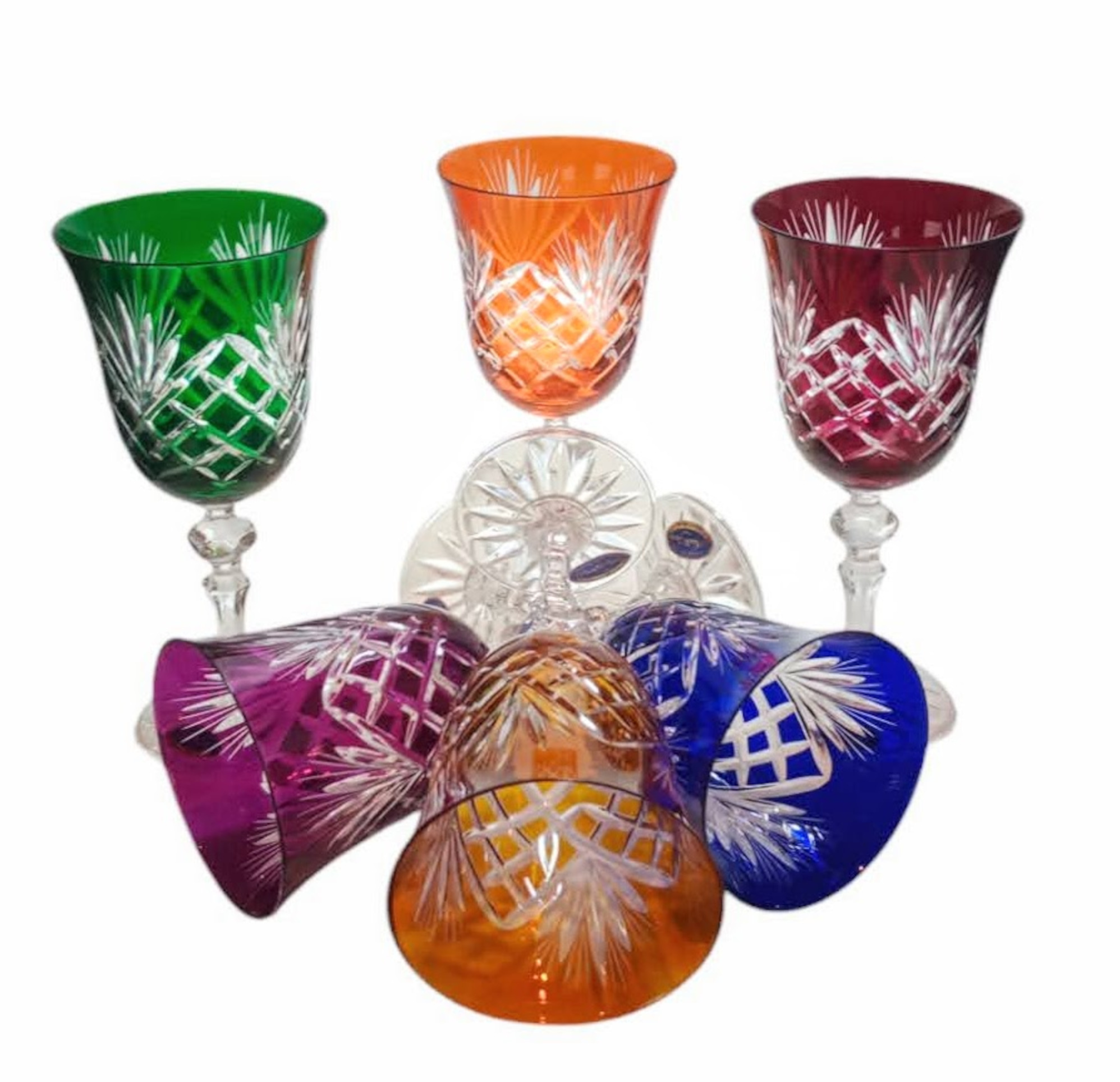 Bunte Kristallweingläser 170ml Ananas