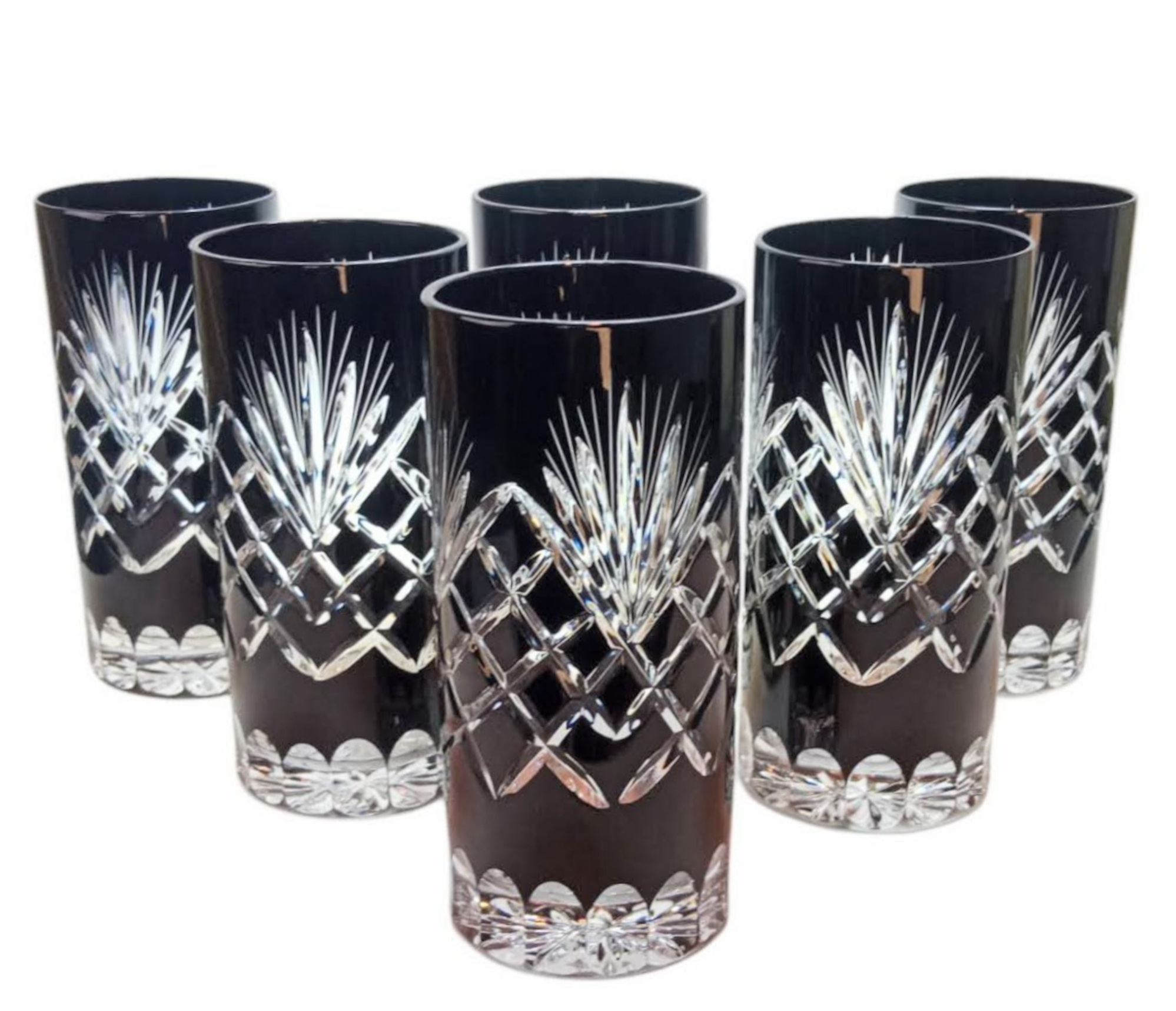 Schwarze Kristallgläser Für Wasser Und Getränke, 320 Ml, Ananas