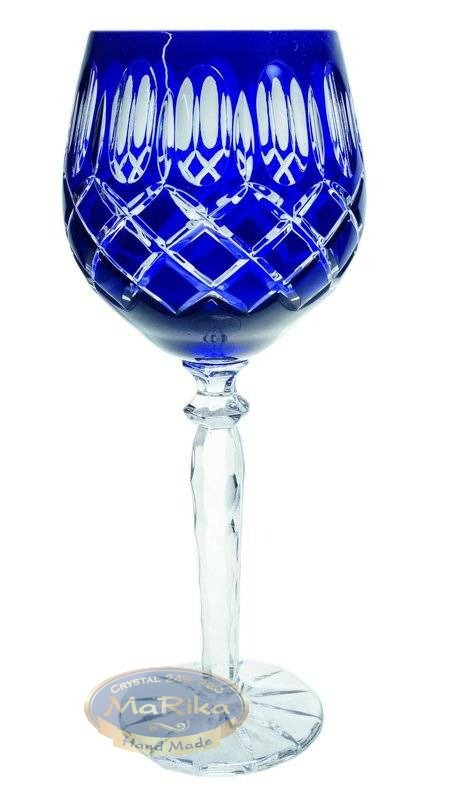 Kobaltblaue Kristallweingläser 280 Ml, Olivenfarbenes Gitter