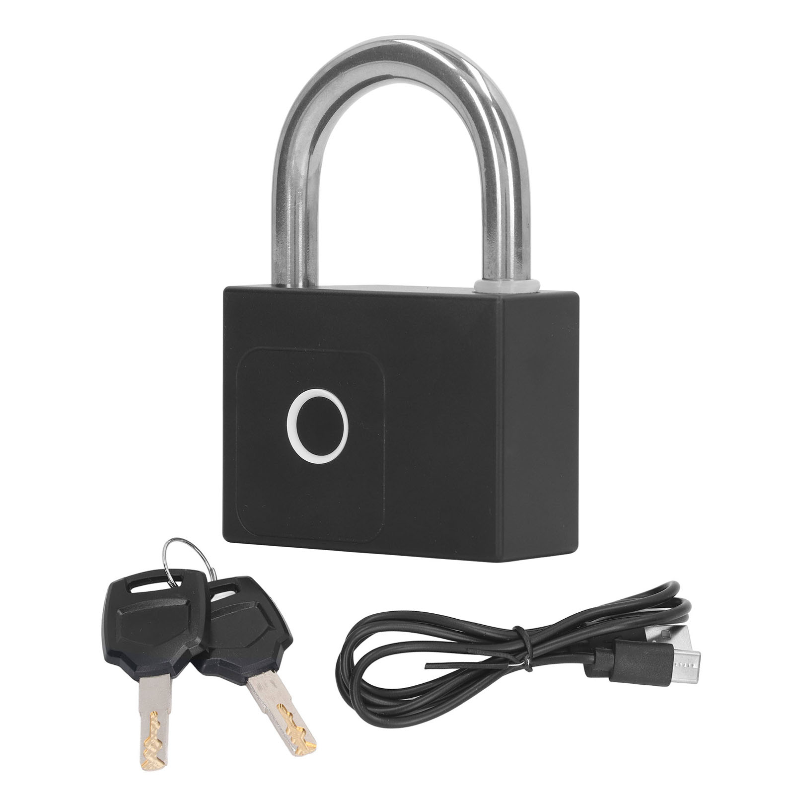 Bluetooth-fingerabdruckschloss Mit App-steuerung, Usb-ladegerät Und Mechanischen Ersatzschlüsseln, Schwarz