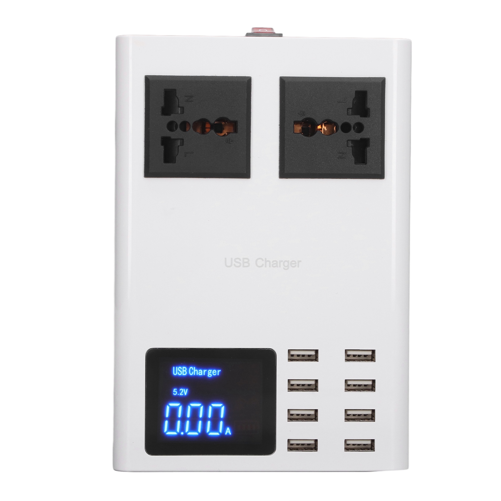 Led-usb-ladegerät Mit Überspannungs- Und Überstromschutz, 8 Usb-anschlüsse, Lcd-display, Eu-stecker, Ac 100–240 V
