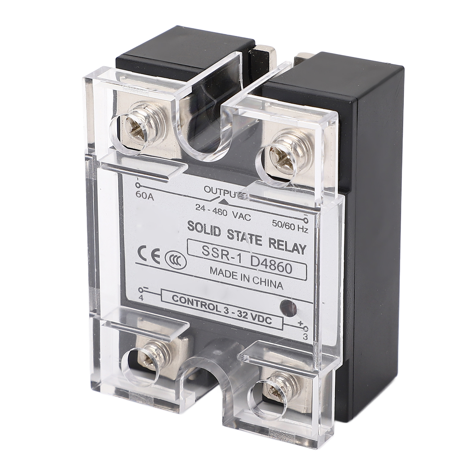 Halbleiterrelais (ssr): Eingang 3-32 V Dc, Ausgang 24-480 V Ac, 60 A. Zubehör Für Die Hausautomation.