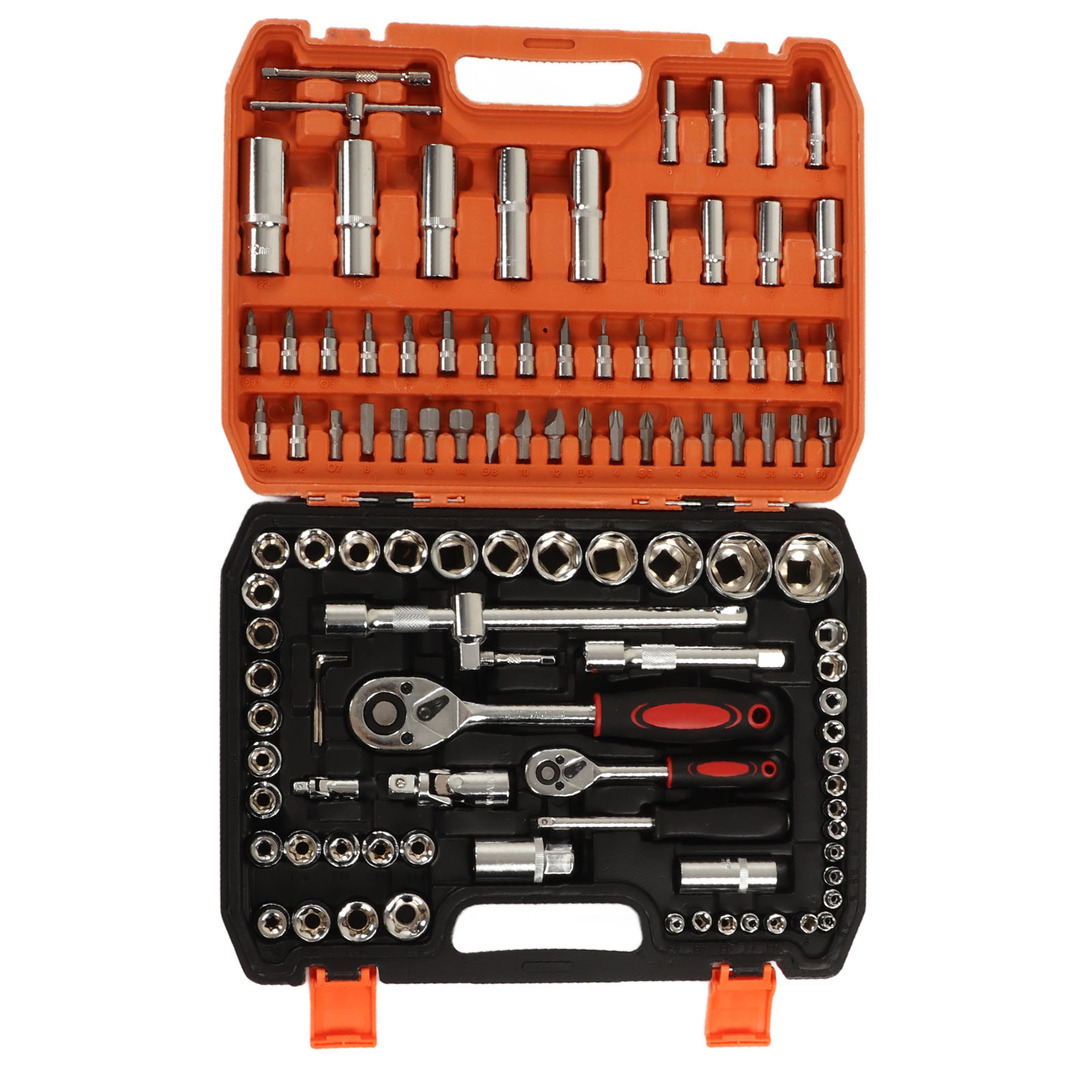 108-teiliges Sortiment An Mechanischen Reparaturwerkzeugen: Schlagschrauber-einsätze, Ratsche, Innensechskantschlüssel Und Schraubendreherbits.