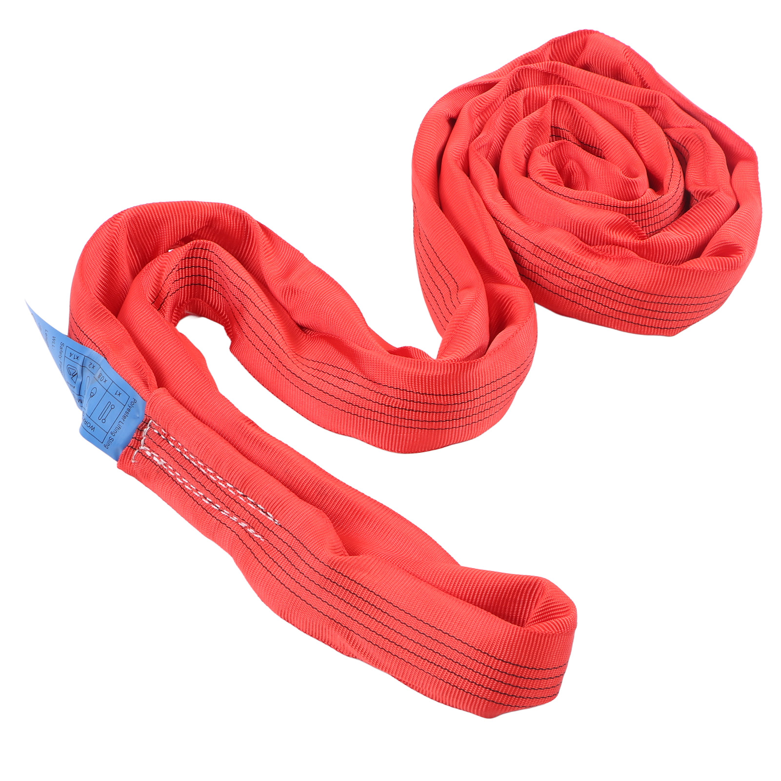 5t 2m Flexibles, Verstärktes Hebeband Mit Doppelschlaufe Und Öse Aus Rotem Polyester Für Krane