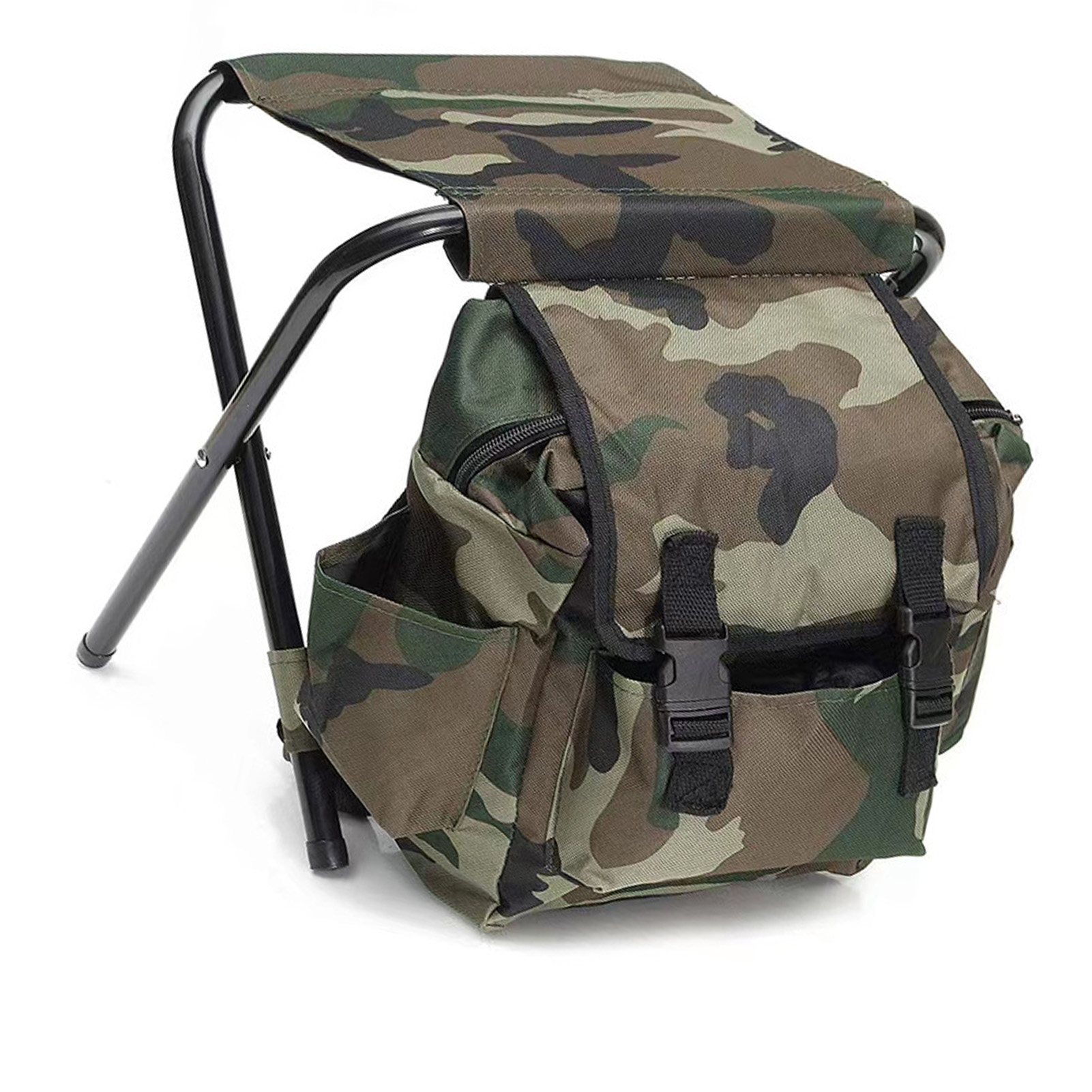 Klappstuhl Mit Rucksackfunktion, Gefertigt Aus 600d Oxford-gewebe Und Verstärkter Stahlrohrkonstruktion, Bietet Viel Stauraum Und Ist Ideal Zum Angeln Und Campen.