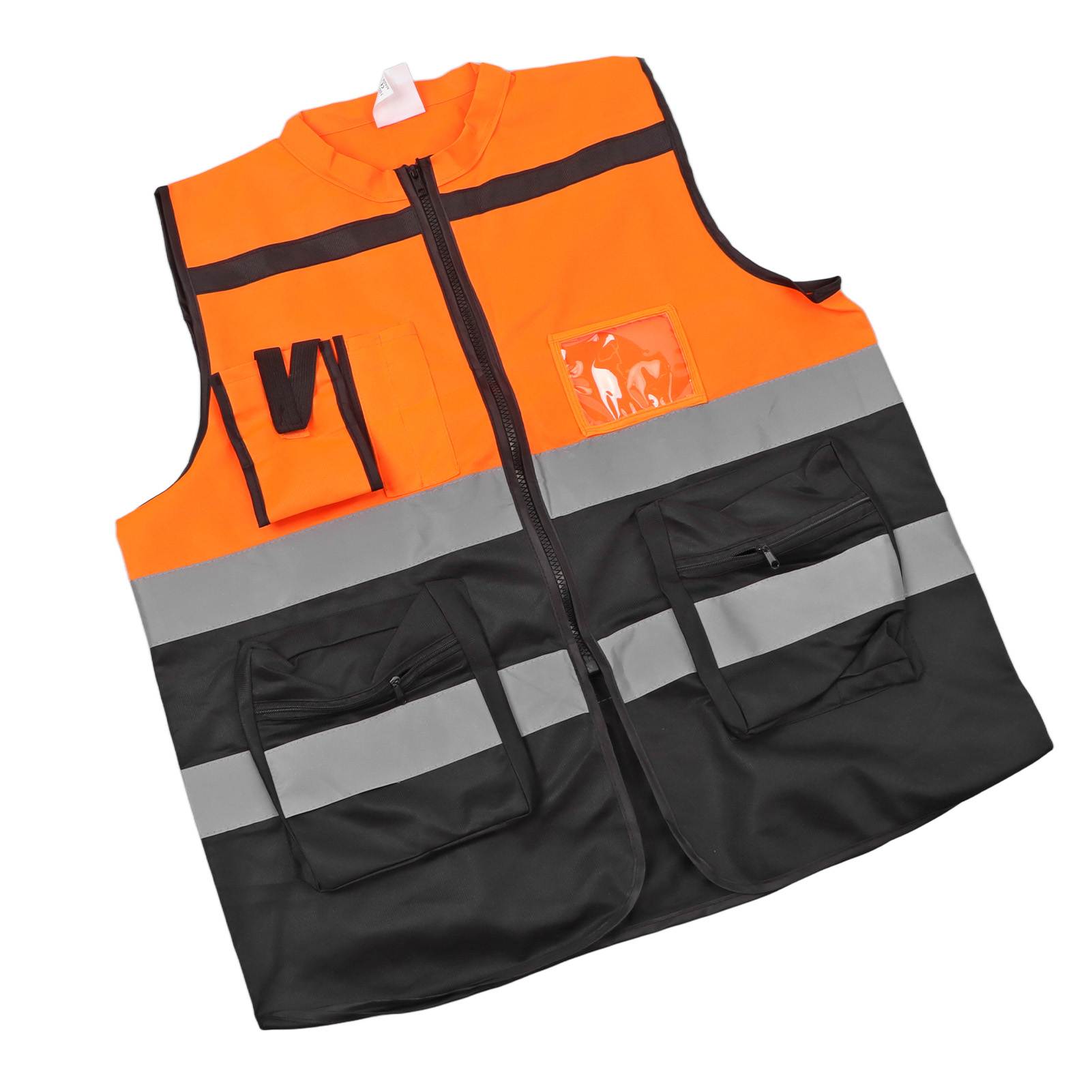 Reflektierende Weste Mit Reißverschluss, Hohe Sichtbarkeit, Für Motorradfahrersicherheit, Verkehrsmanagement, Orange, Größe Xl.