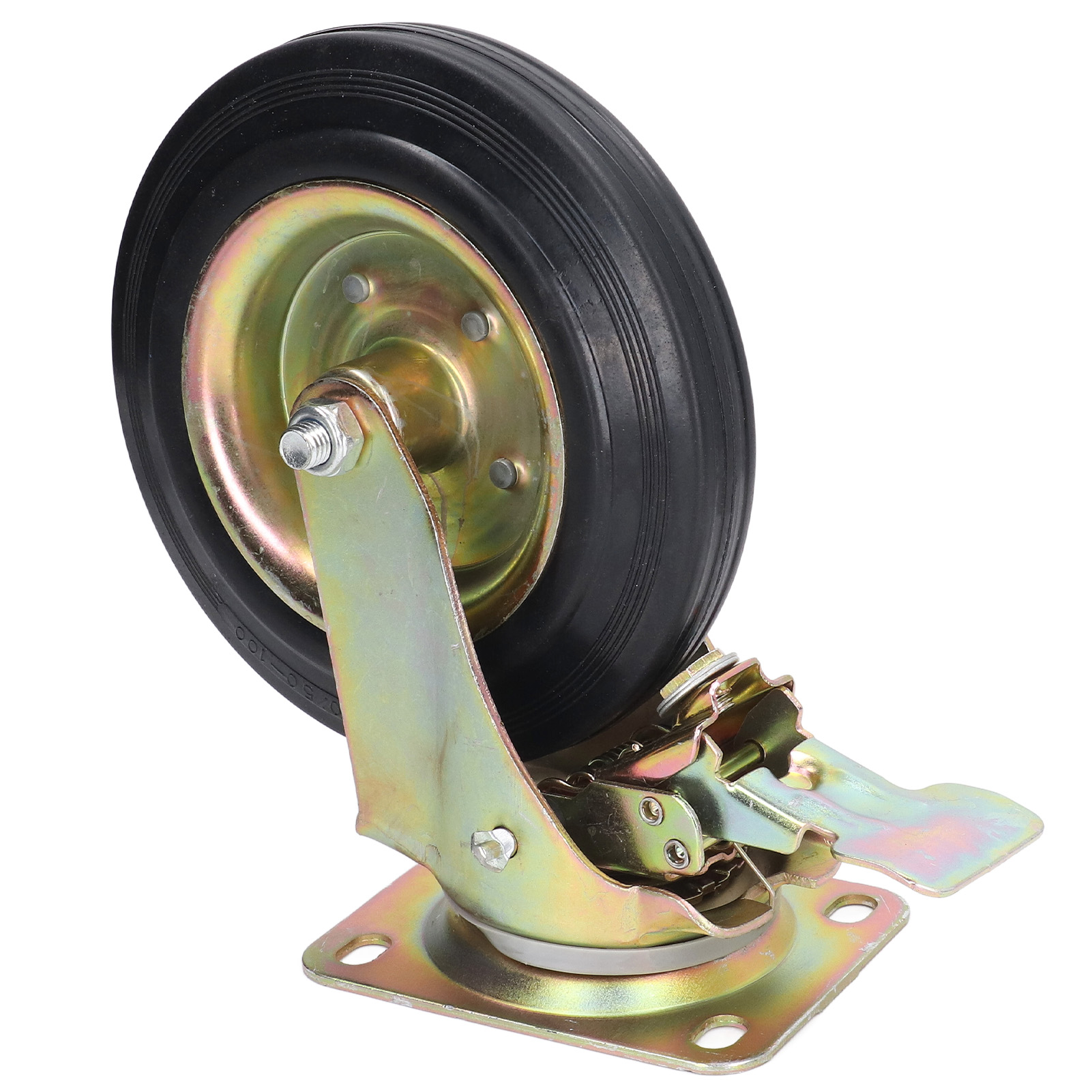 Universelle 20 Cm (8 Zoll) Rollen Mit Kugellager, Nabe Aus Aluminiumlegierung Und Gummirad, Für Werkbankwagen, Mit Bremse, Tragfähigkeit 200 Kg (440 Lb).