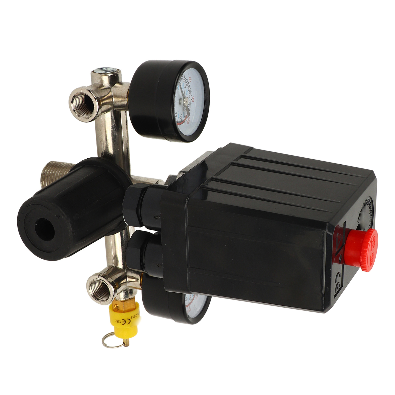 Druckregelschalter, Doppelregler, Manometer, Kugelhahn Mit Verschraubung, Zubehör Für 0-180 Psi Luftkompressor