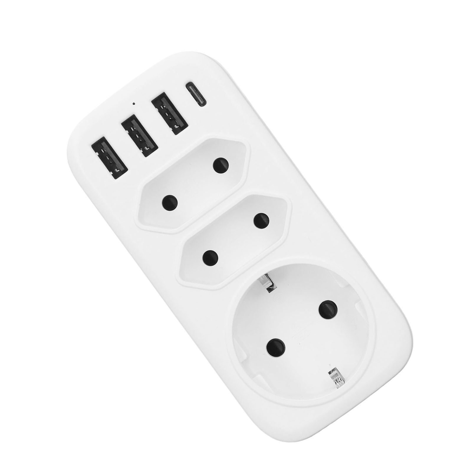 7-in-1-steckdosenleiste, Dreifachadapter Mit 3 Steckdosen, 3 Usb-anschlüssen, 1 Usb-c-anschluss, Eu/de-adapter, Eu-stecker, Wechselstrom 100–250 V