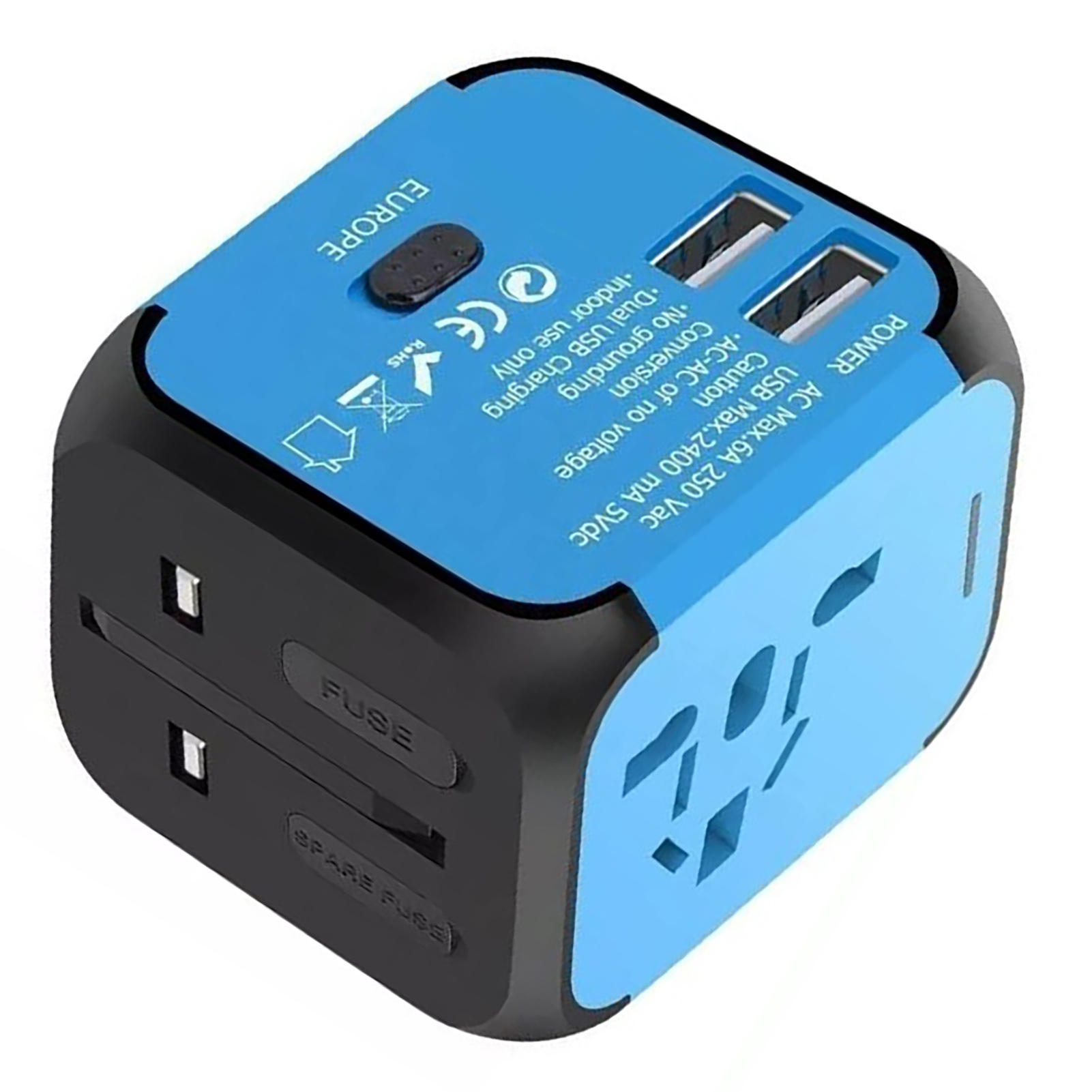 Universeller Usb-doppelanschluss-netzadapter, Reiseladestation, Internationaler Steckeradapter (uk, Au, Eu, Us)