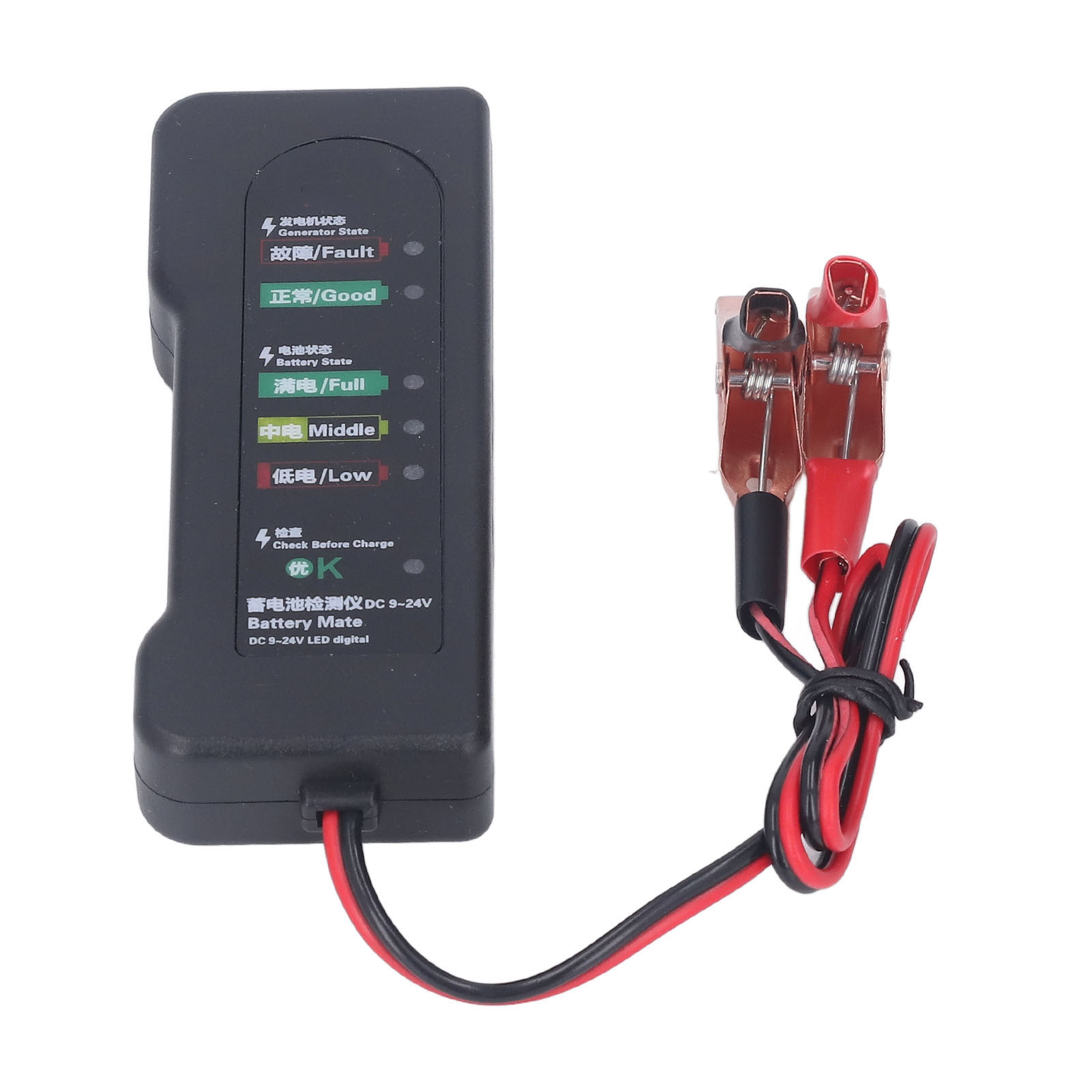 12-v-autobatterietester Mit Testklemmen, 6-led-anzeige, Fehlerdetektor Für Autobatterien
