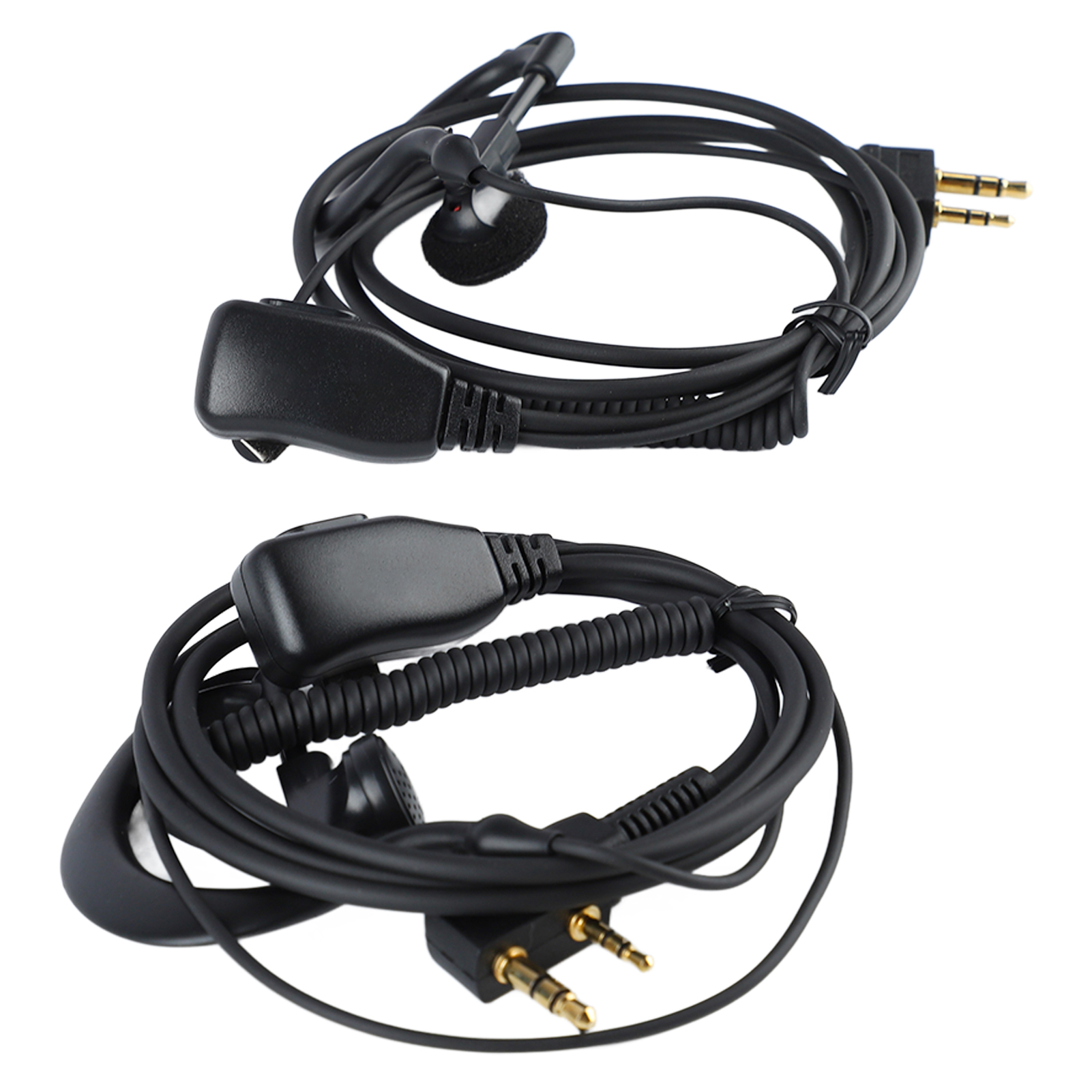 2er-pack Walkie-talkie-kabel Mit Federbelastetem Kopfhörerkabel Und Integriertem Hd-mikrofon