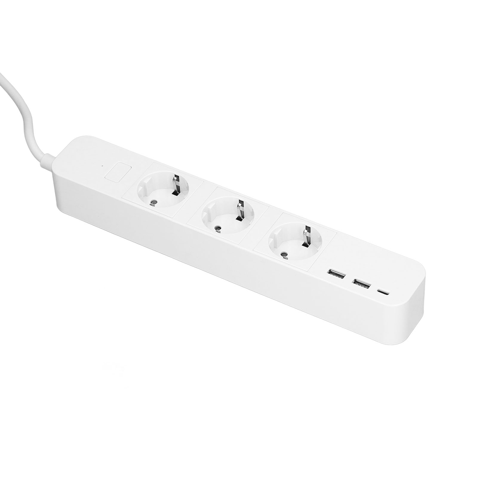Intelligente Steckdosenleiste Mit 3 Steckdosen, 2 Usb-anschlüssen, 1 Usb-c-anschluss, 1 Hauptschalter, Kompatibel Mit Der Tuya-app, Eu-stecker, 100–250 V Wechselstrom, 2,4 Ghz, 16 A