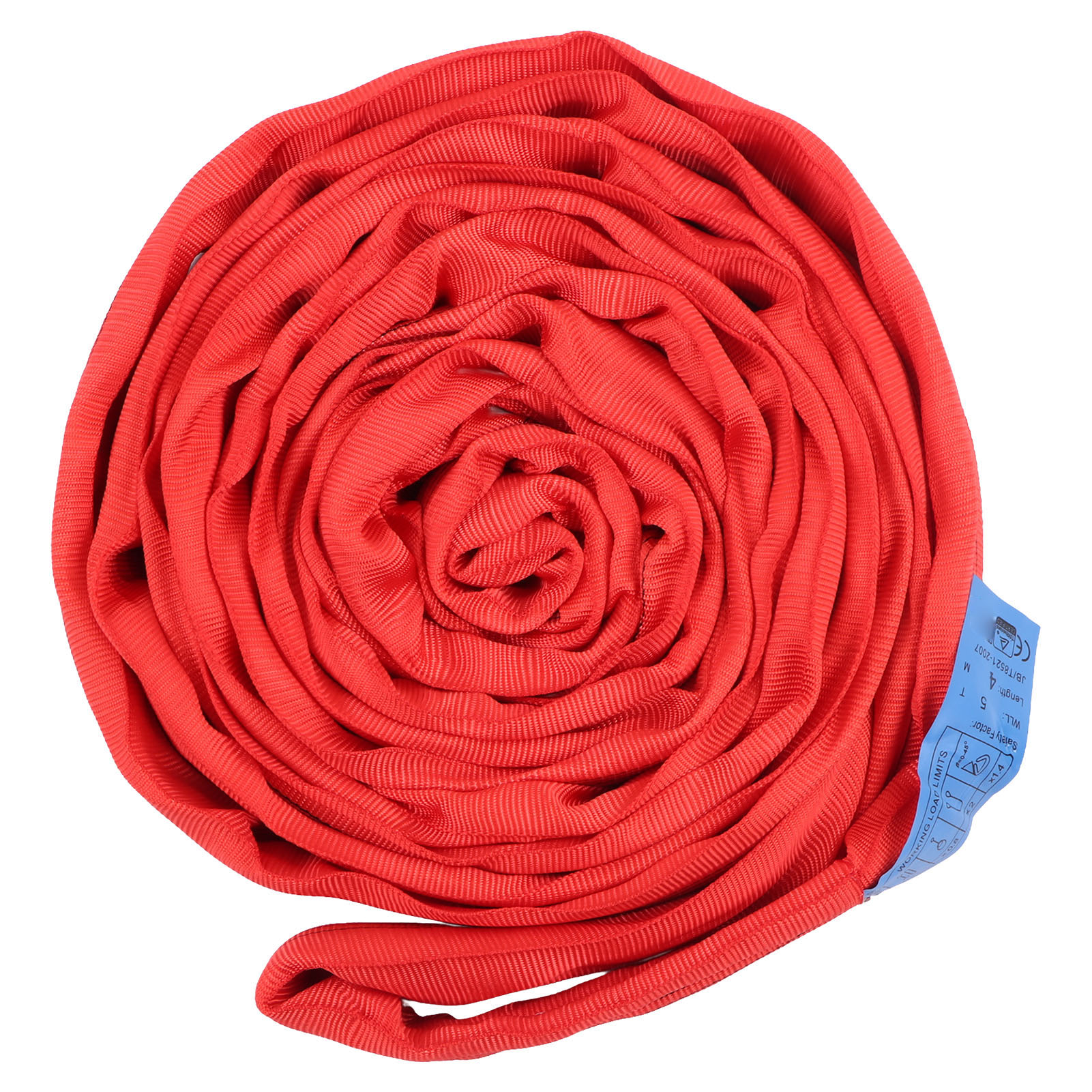 5-tonnen-flachhebegurt Mit Doppelösenschnalle, Polyester, Für Krane, 4 Meter, Rot