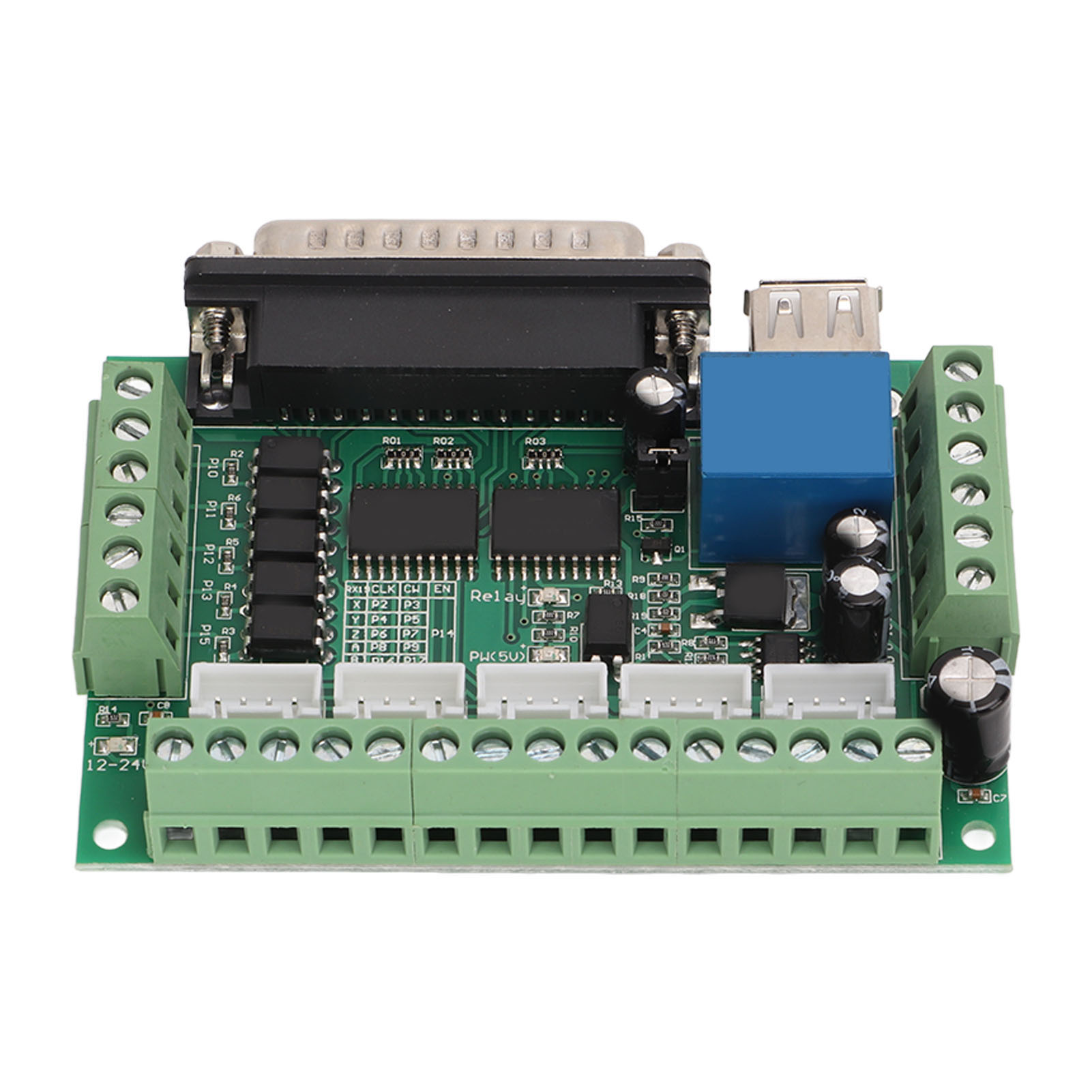 5-achsen-schrittmotor-steuerungsschnittstellenplatine Mit Optokoppler-isolationsplatine Und Grünem Db25-usb-kabel