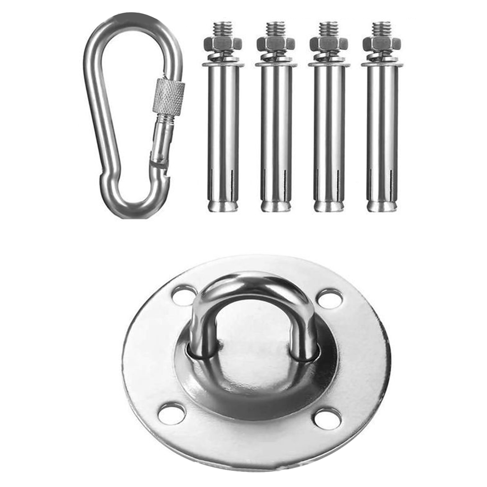 Hängematten-aufhängehaken-set Aus Edelstahl Mit Federbelasteter Montageplatte Und 8-mm-loch