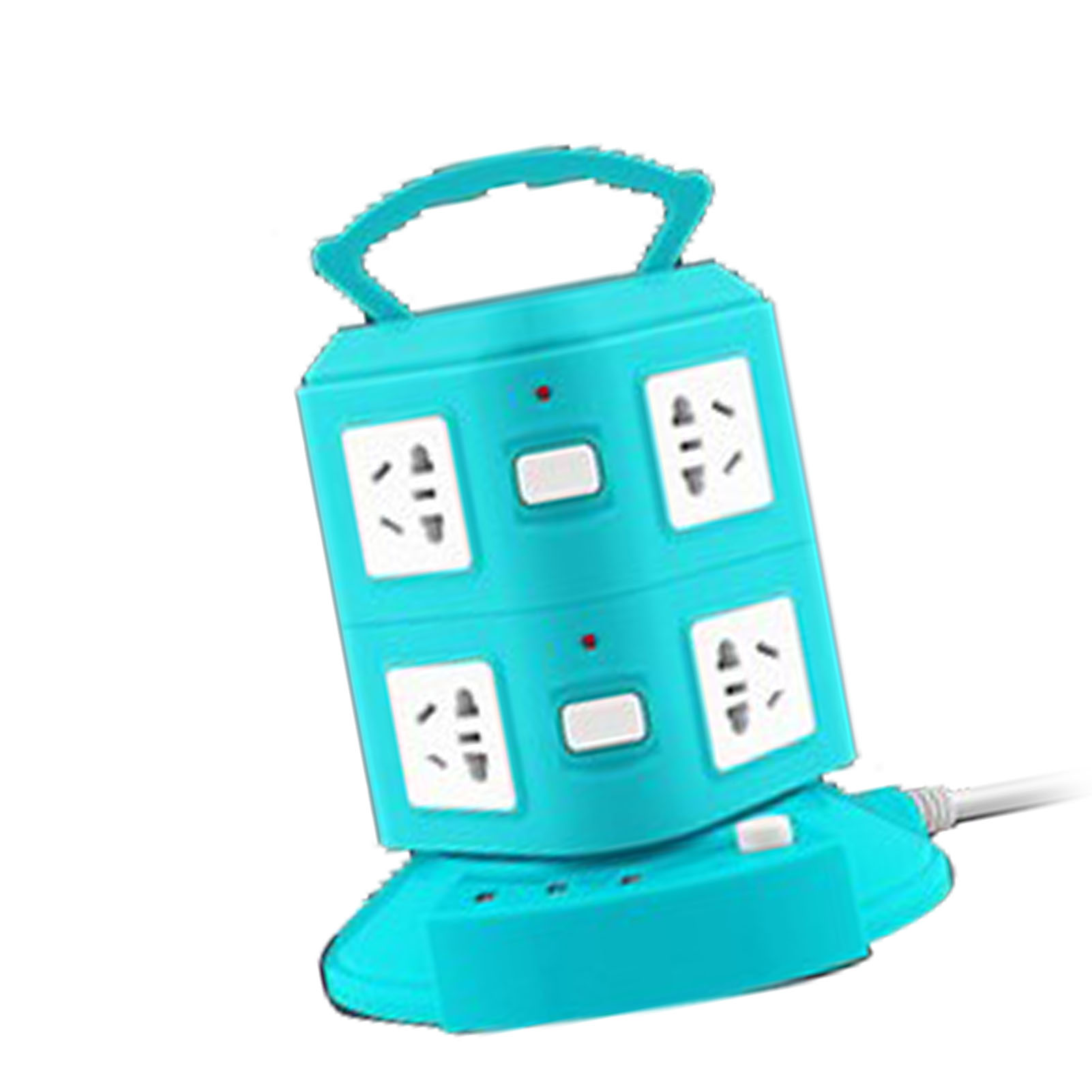 Multifunktionale Turmsteckdosenleiste Mit Überlastschutz Und Usb-anschluss, 220 V, 10 A, Pfauengrün, 2-lagig