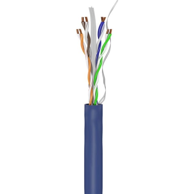 Pro CAT 6a network cable U/UTP blue 50 m - CU AWG - Blau - 50m