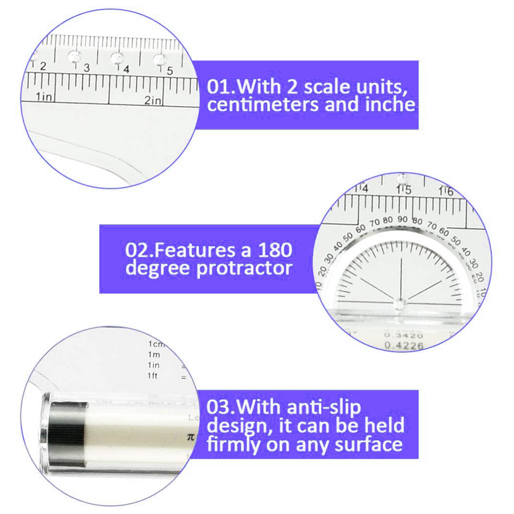 30 Cm Parallel-rollenlineal, Professionelles Parallel-rollenlineal, Multifunktionales, Graduiertes Zeichenlineal